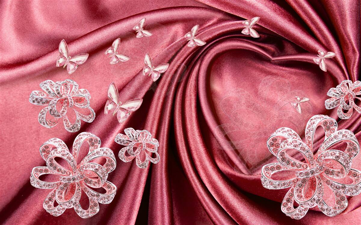 Fototapeta kvetinové ozdoby umiestnené na hodvábe