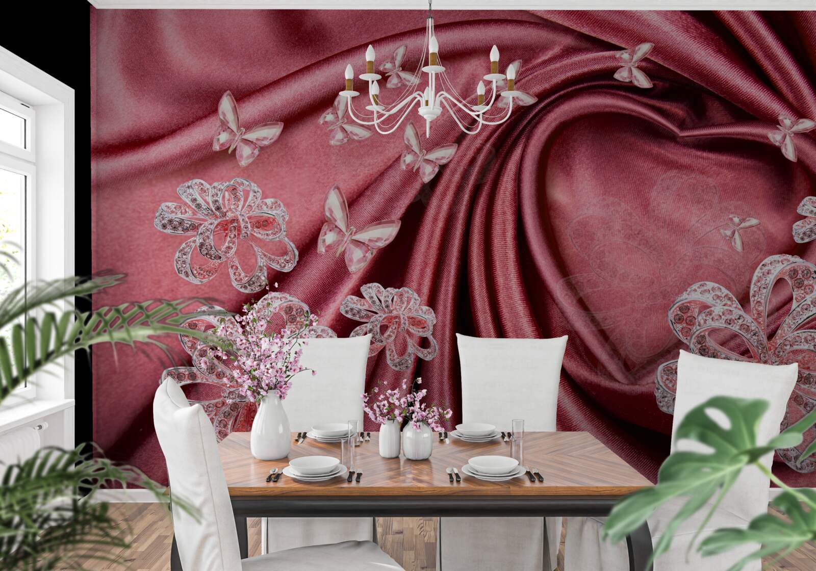 Fototapeta kvetinové ozdoby umiestnené na hodvábe