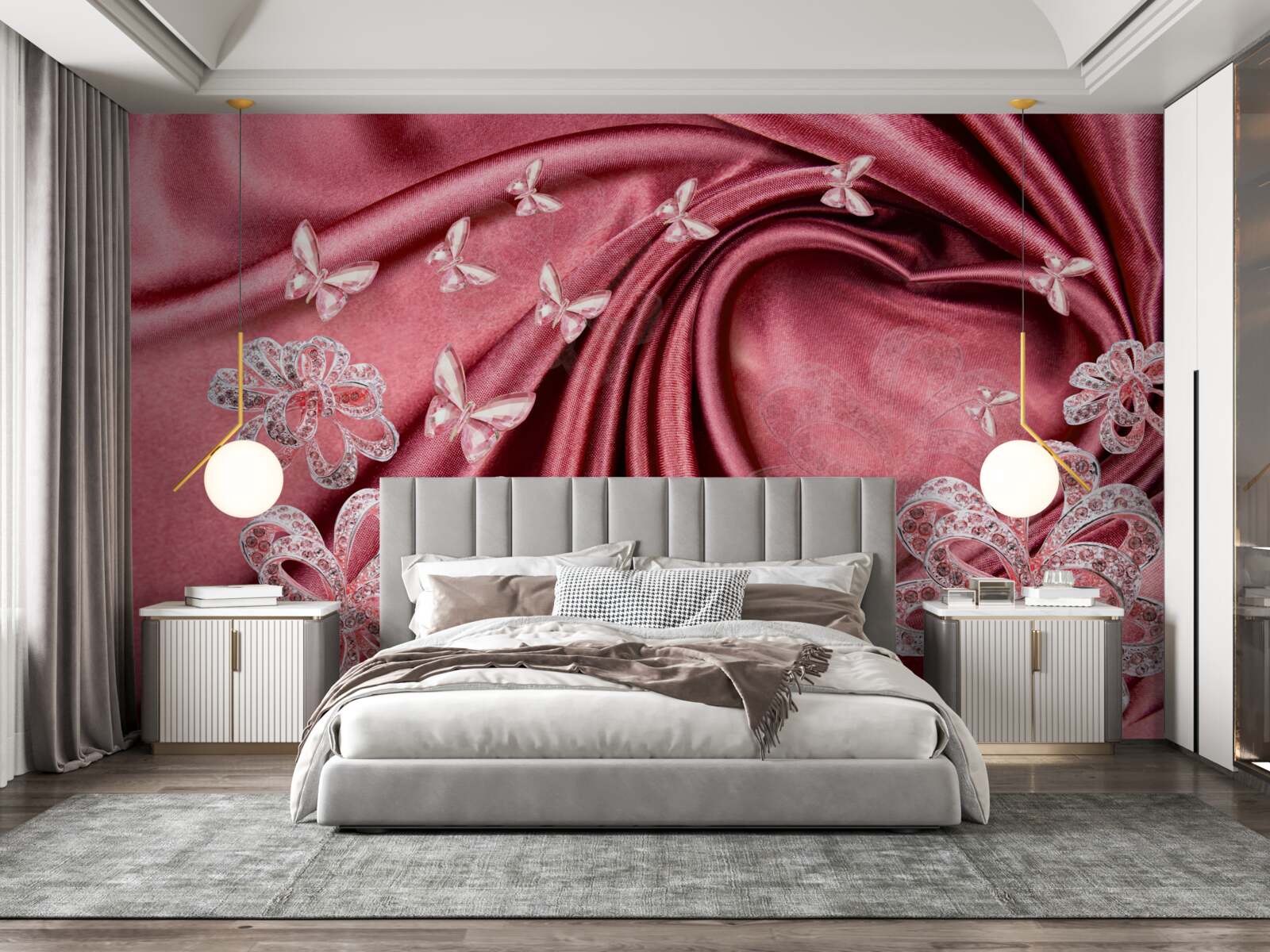 Fototapeta kvetinové ozdoby umiestnené na hodvábe