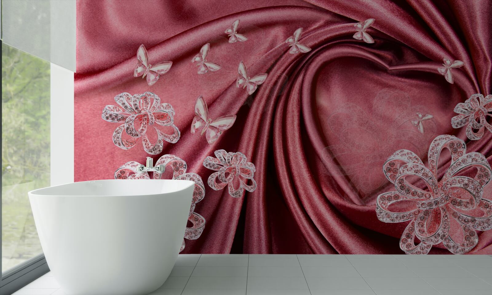 Fototapeta kvetinové ozdoby umiestnené na hodvábe