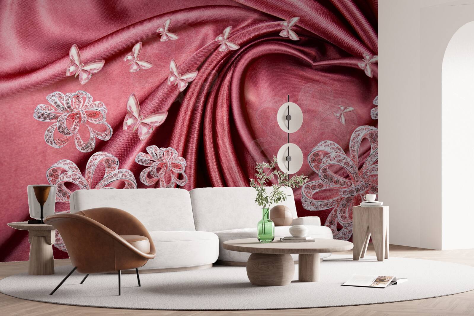 Fototapeta kvetinové ozdoby umiestnené na hodvábe