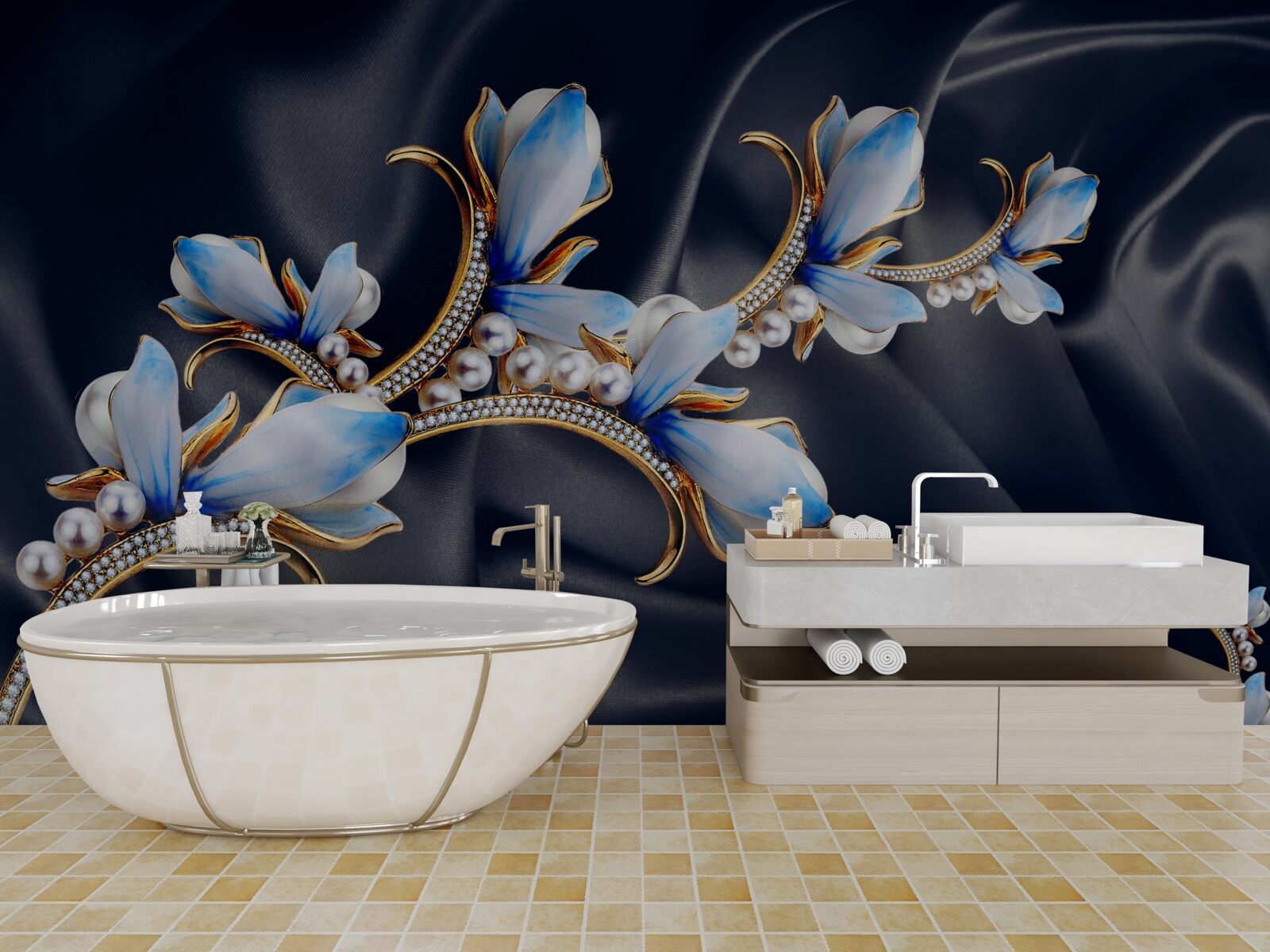 Fototapeta konáre magnólie, ktorá ešte neotvorila svoje modré kvety