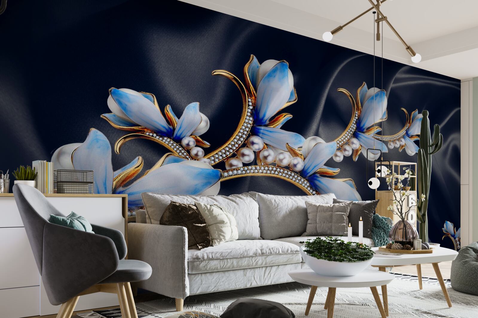 Fototapeta konáre magnólie, ktorá ešte neotvorila svoje modré kvety