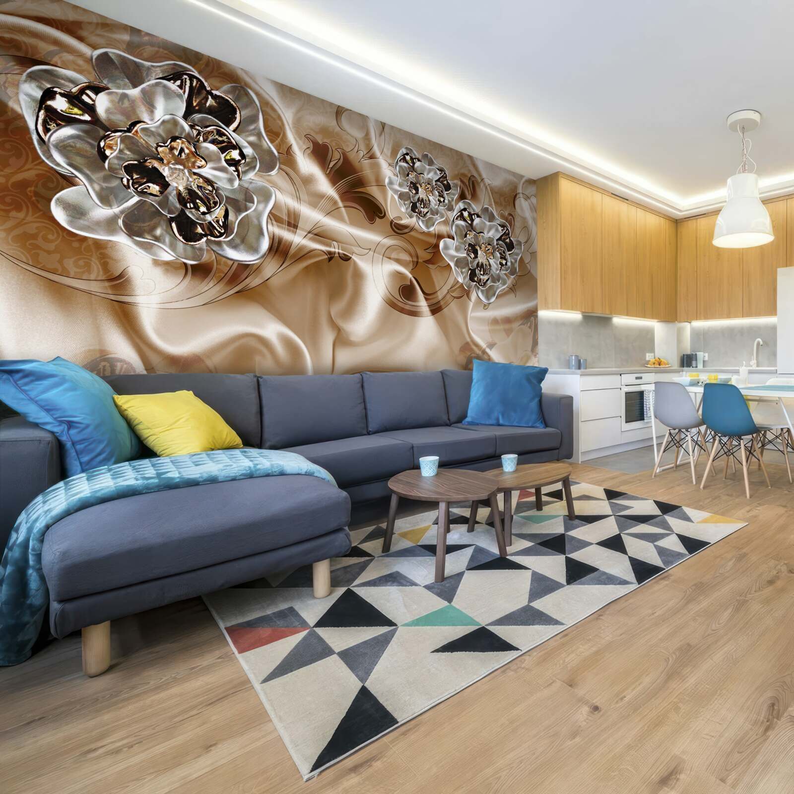 Fototapeta kúzelná hra s kamienkami na broskyňovom hodvábe