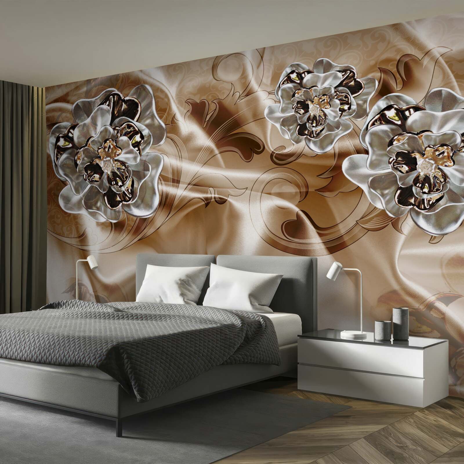 Fototapeta kúzelná hra s kamienkami na broskyňovom hodvábe