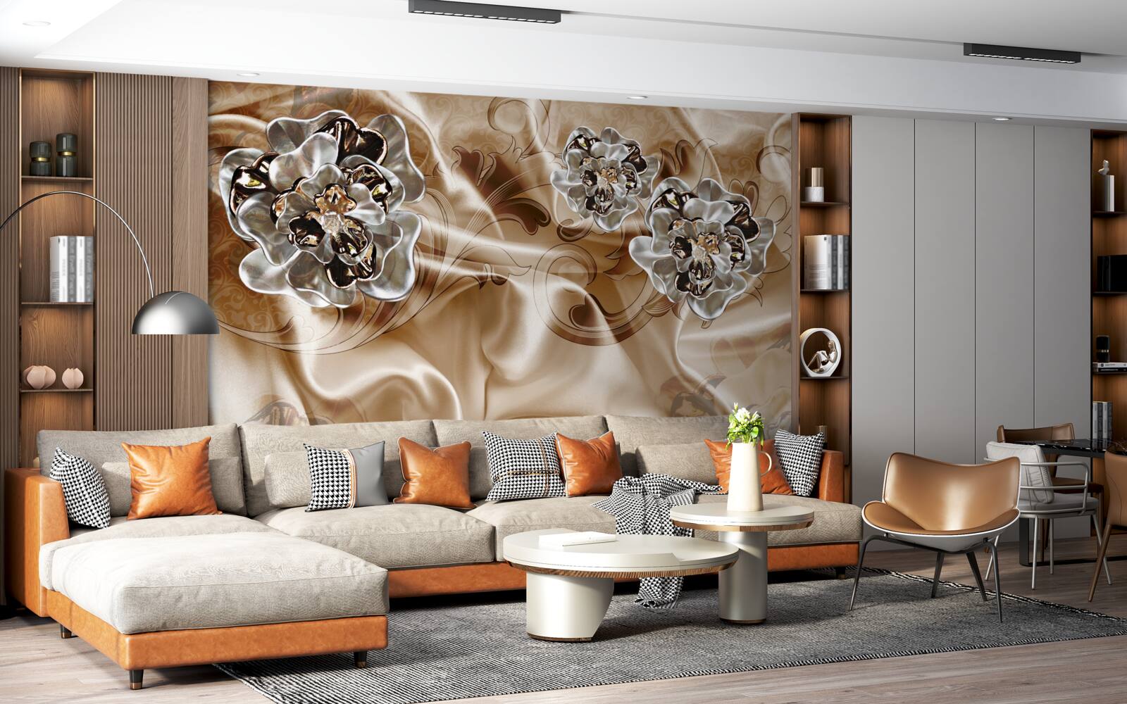 Fototapeta kúzelná hra s kamienkami na broskyňovom hodvábe