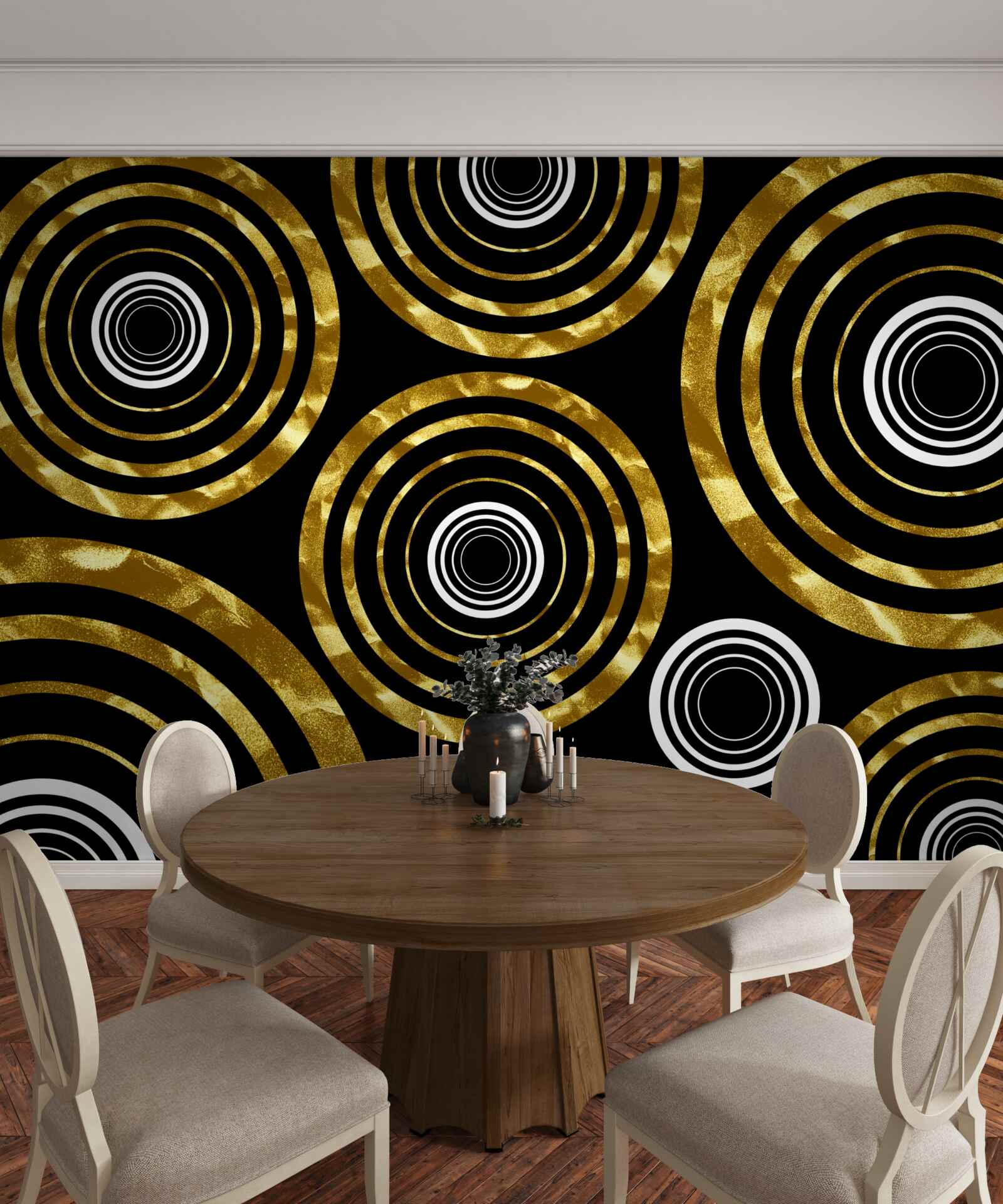 Fototapeta obrúčky zo zlata s bielym stredom