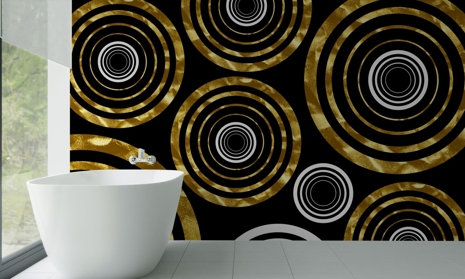 Fototapeta obrúčky zo zlata s bielym stredom