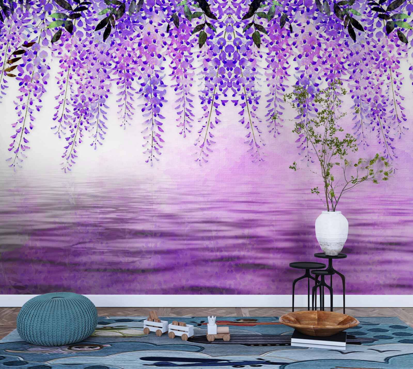 Fototapeta wisteria s fialovým odtieňom na pozadí rovnakej farby