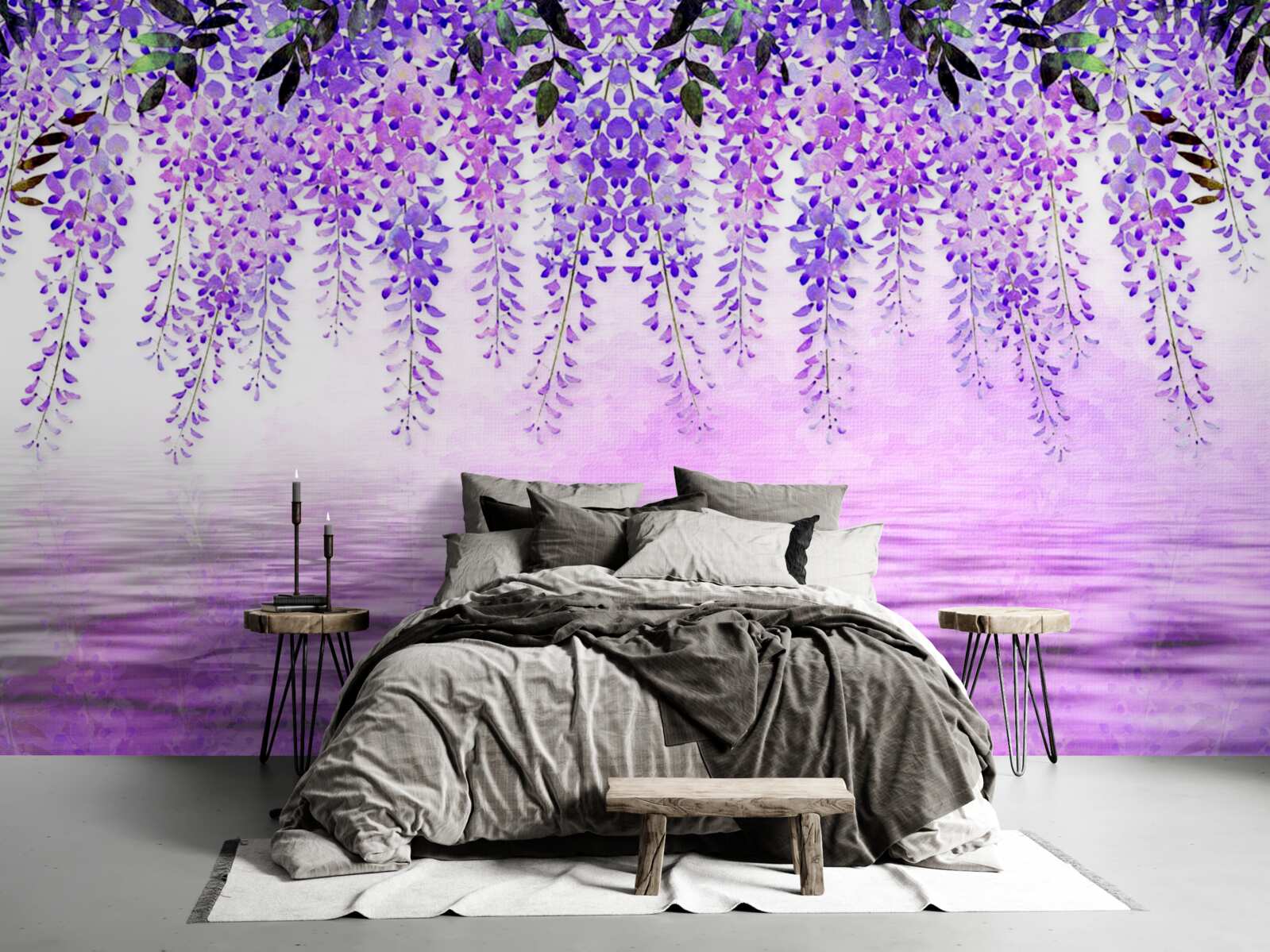 Fototapeta wisteria s fialovým odtieňom na pozadí rovnakej farby