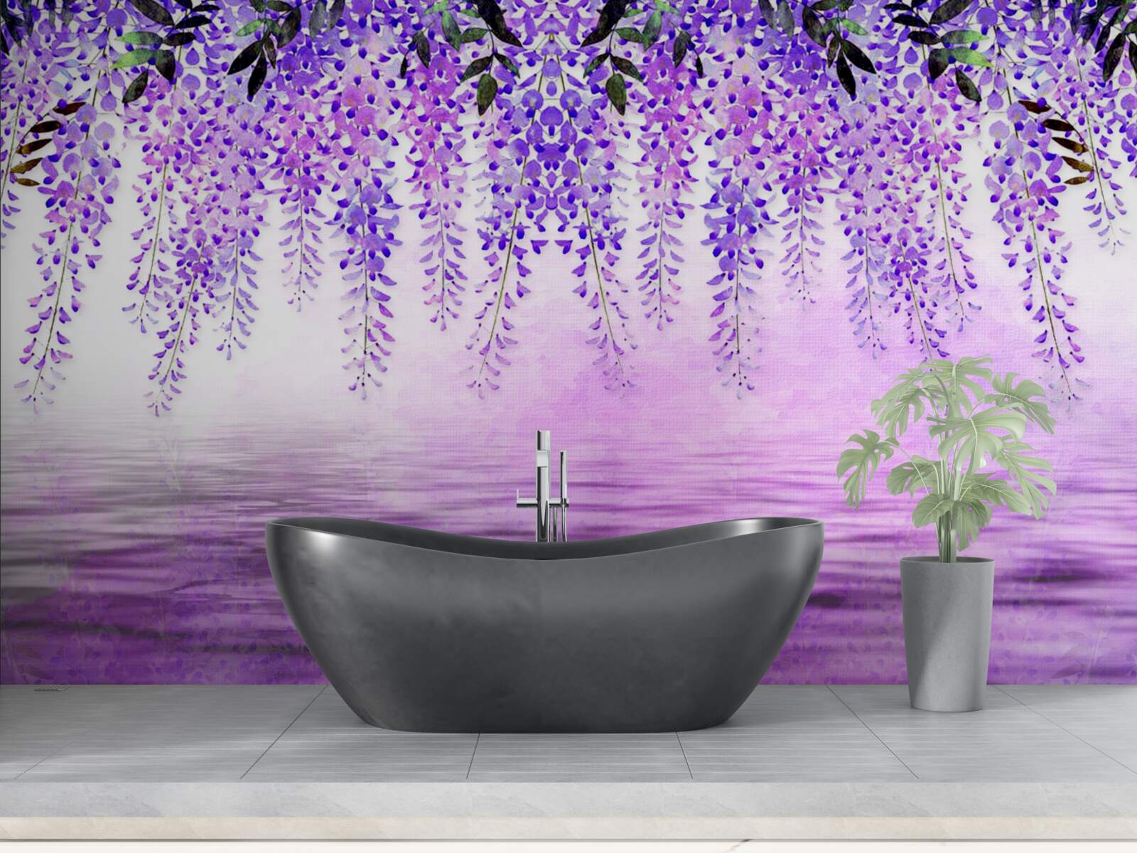 Fototapeta wisteria s fialovým odtieňom na pozadí rovnakej farby