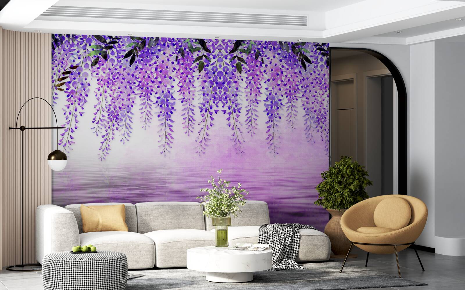 Fototapeta wisteria s fialovým odtieňom na pozadí rovnakej farby