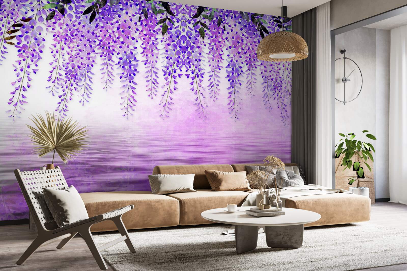 Fototapeta wisteria s fialovým odtieňom na pozadí rovnakej farby