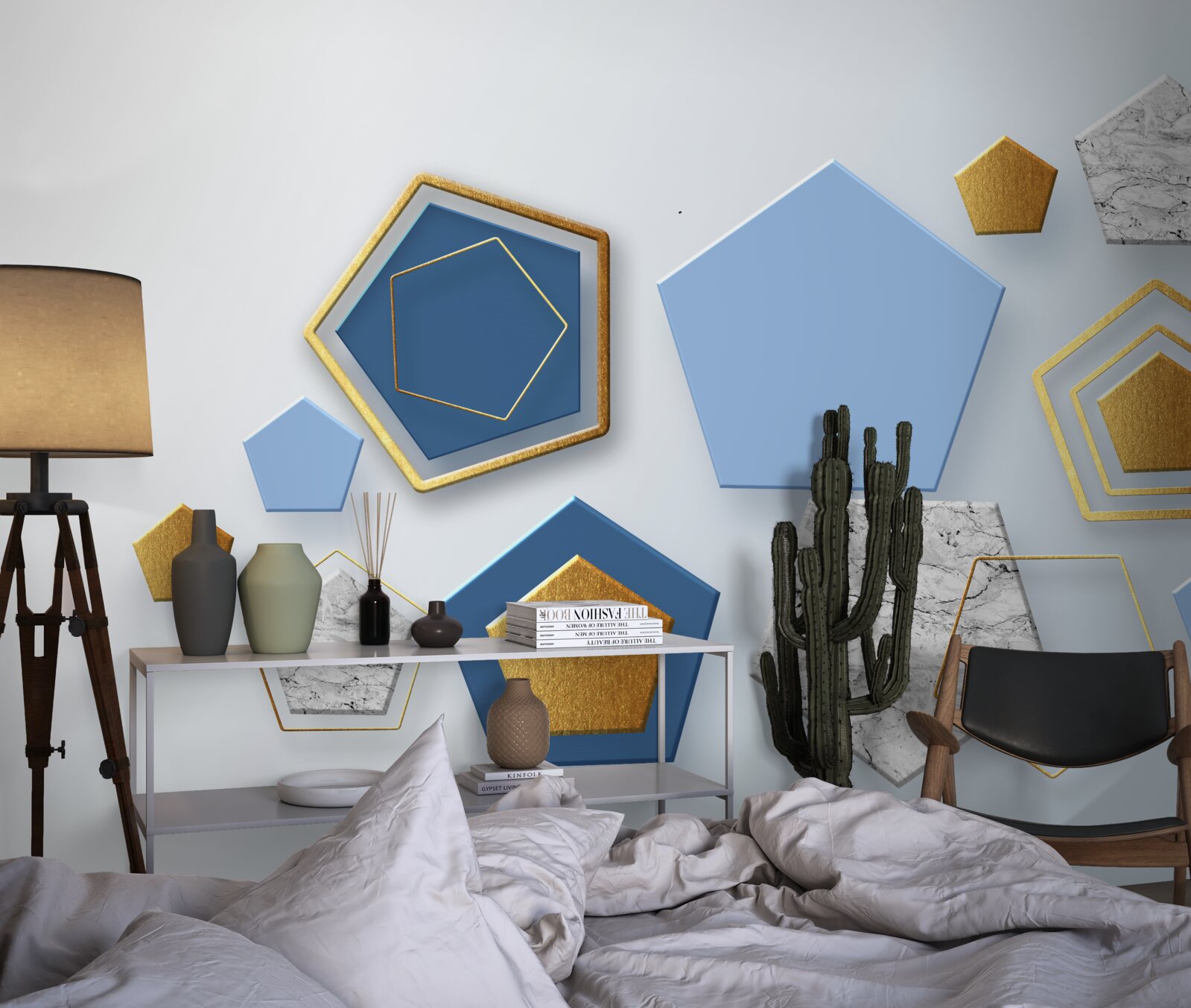 Fototapeta šesťuholníkov v rôznych farebných odtieňoch