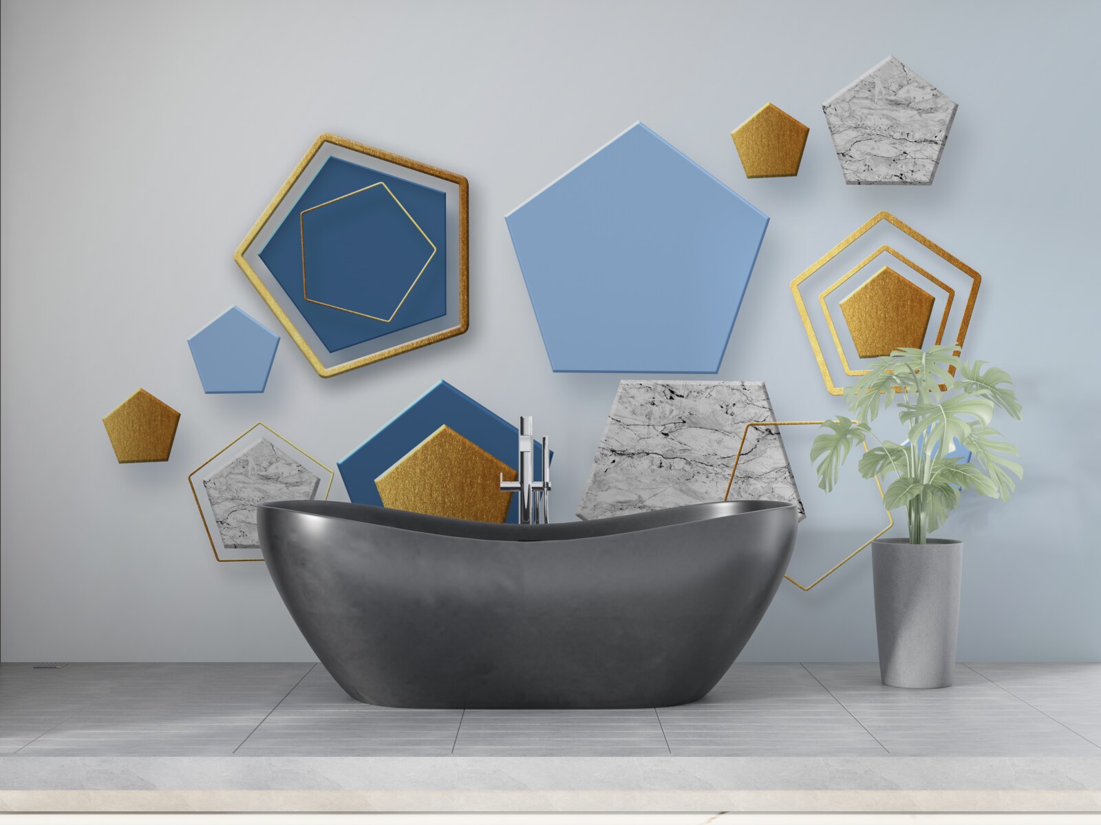 Fototapeta šesťuholníkov v rôznych farebných odtieňoch