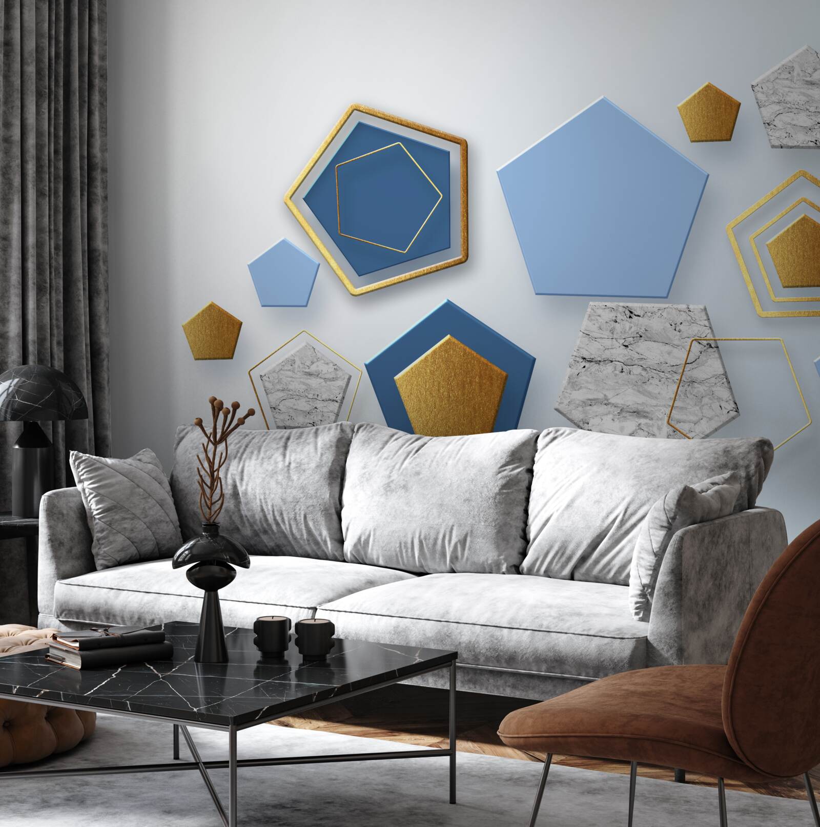 Fototapeta šesťuholníkov v rôznych farebných odtieňoch