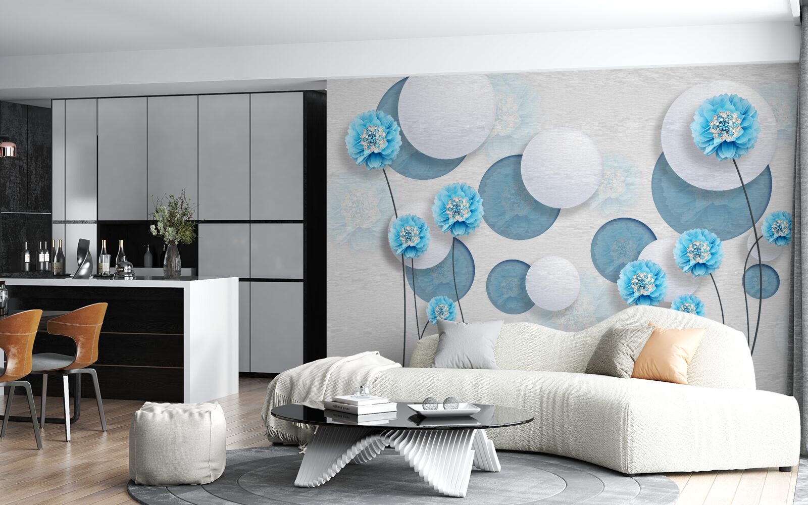 Fototapeta abstrakcie a modrých karafiátov