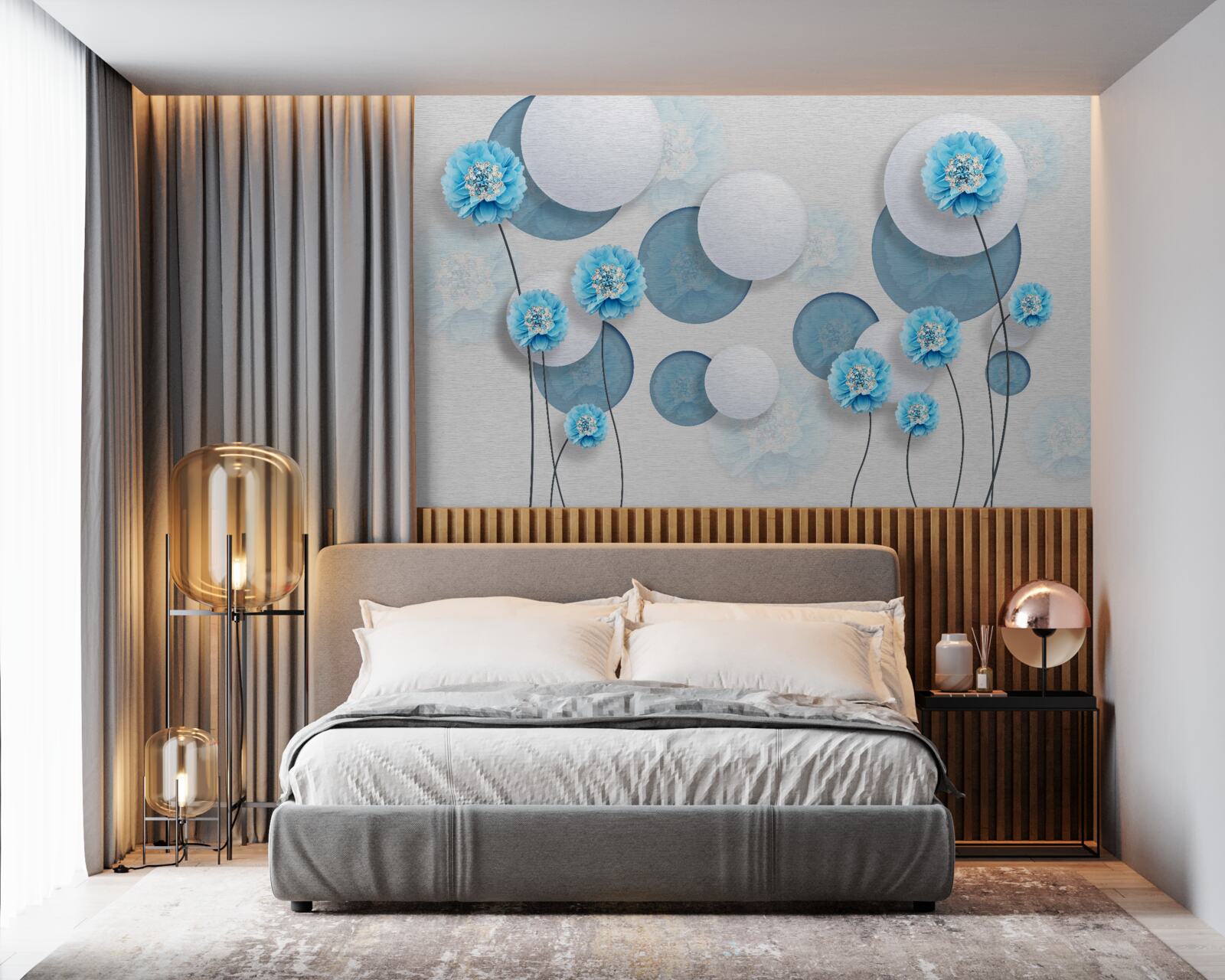 Fototapeta abstrakcie a modrých karafiátov