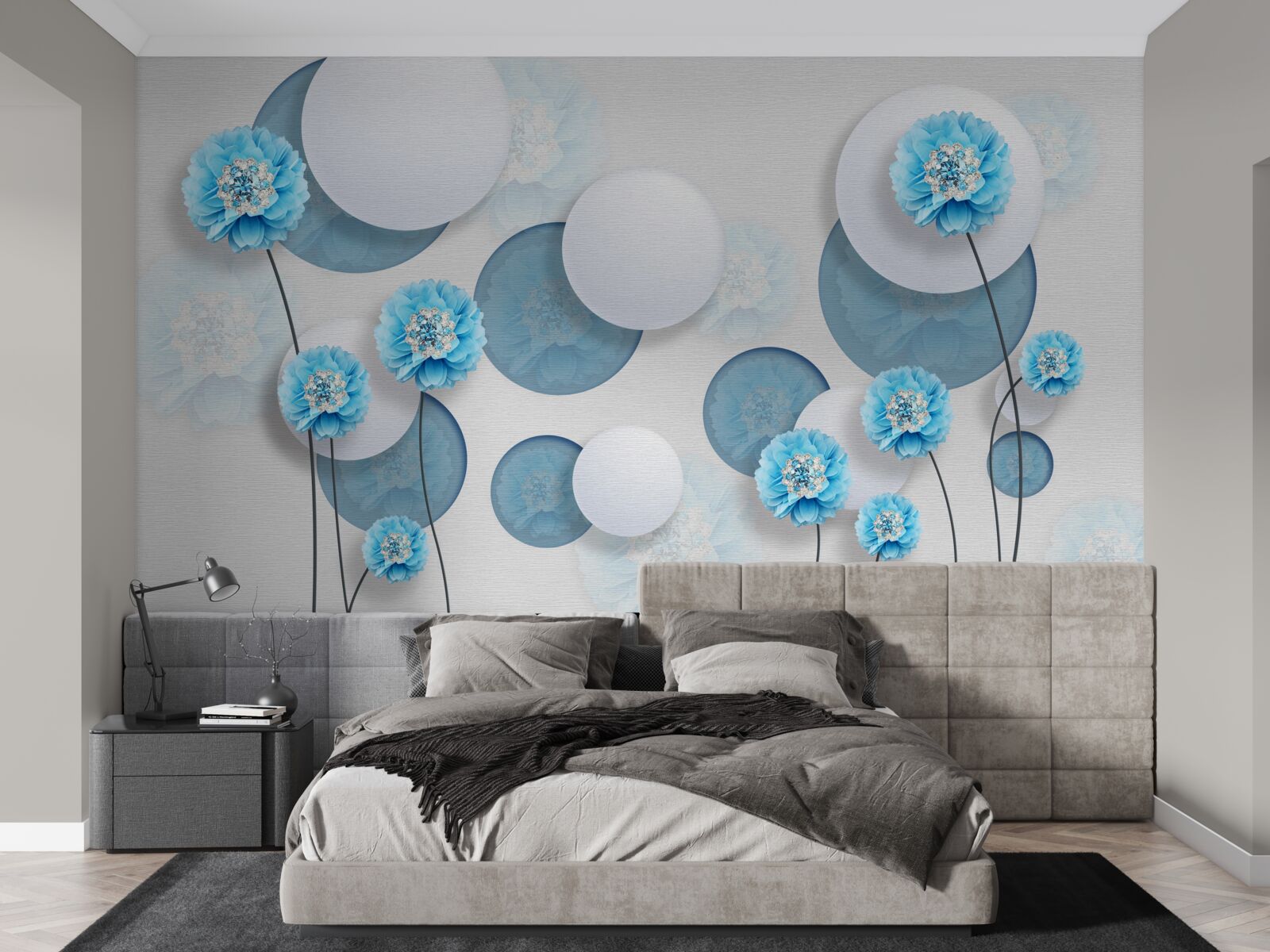 Fototapeta abstrakcie a modrých karafiátov