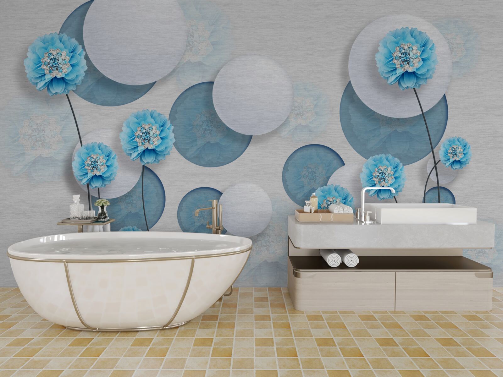 Fototapeta abstrakcie a modrých karafiátov