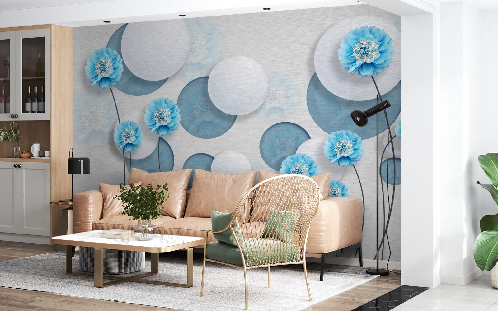 Fototapeta abstrakcie a modrých karafiátov