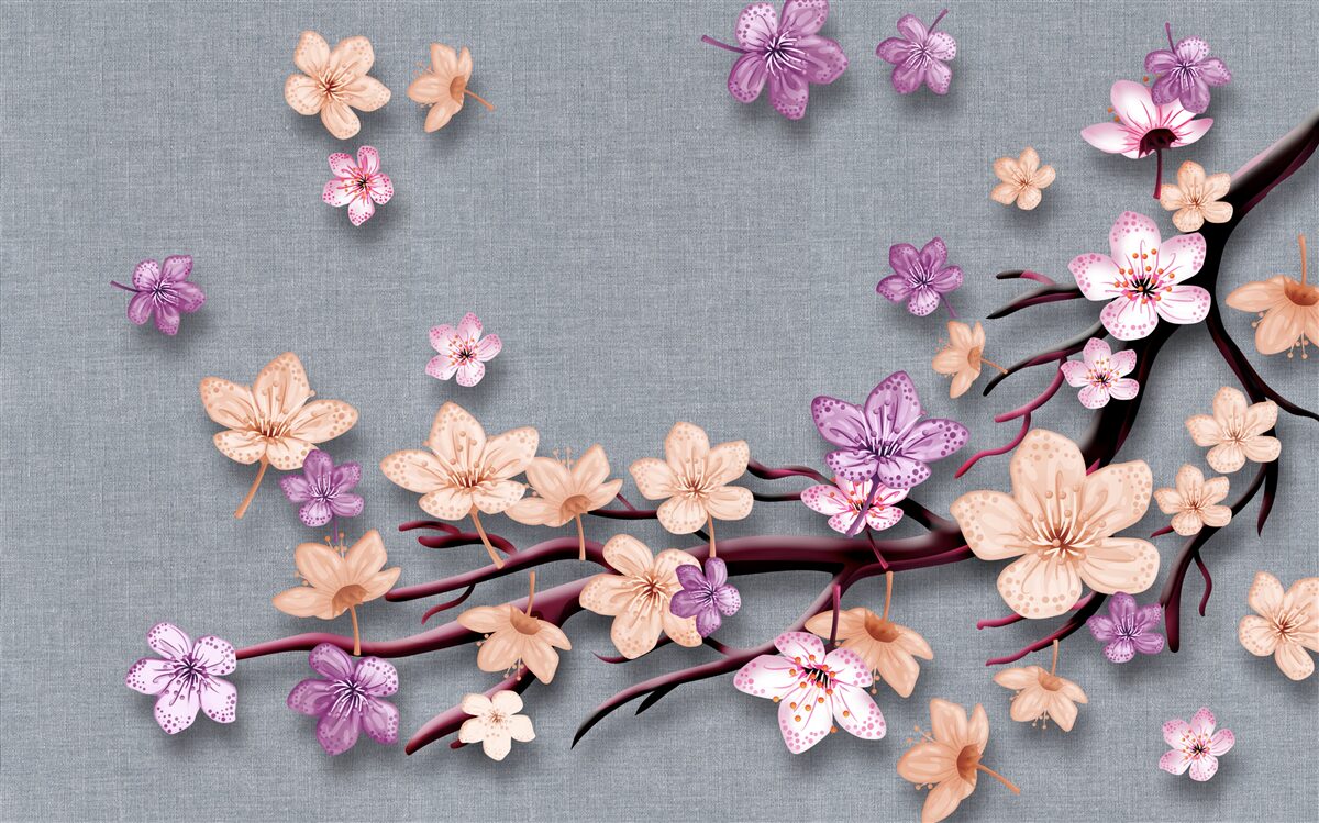 Fototapeta konárik je ozdobený drobnými kvietkami