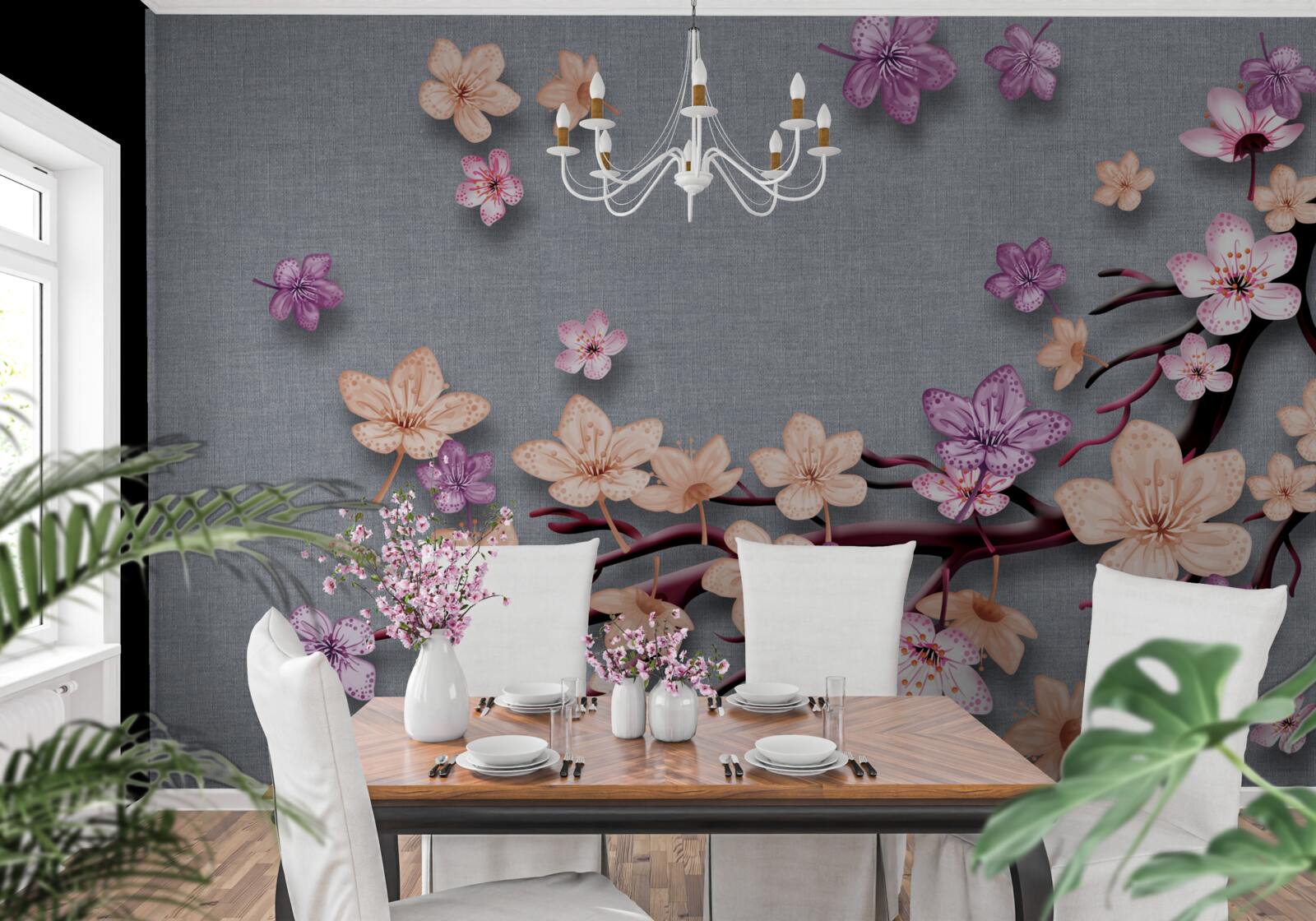 Fototapeta konárik je ozdobený drobnými kvietkami