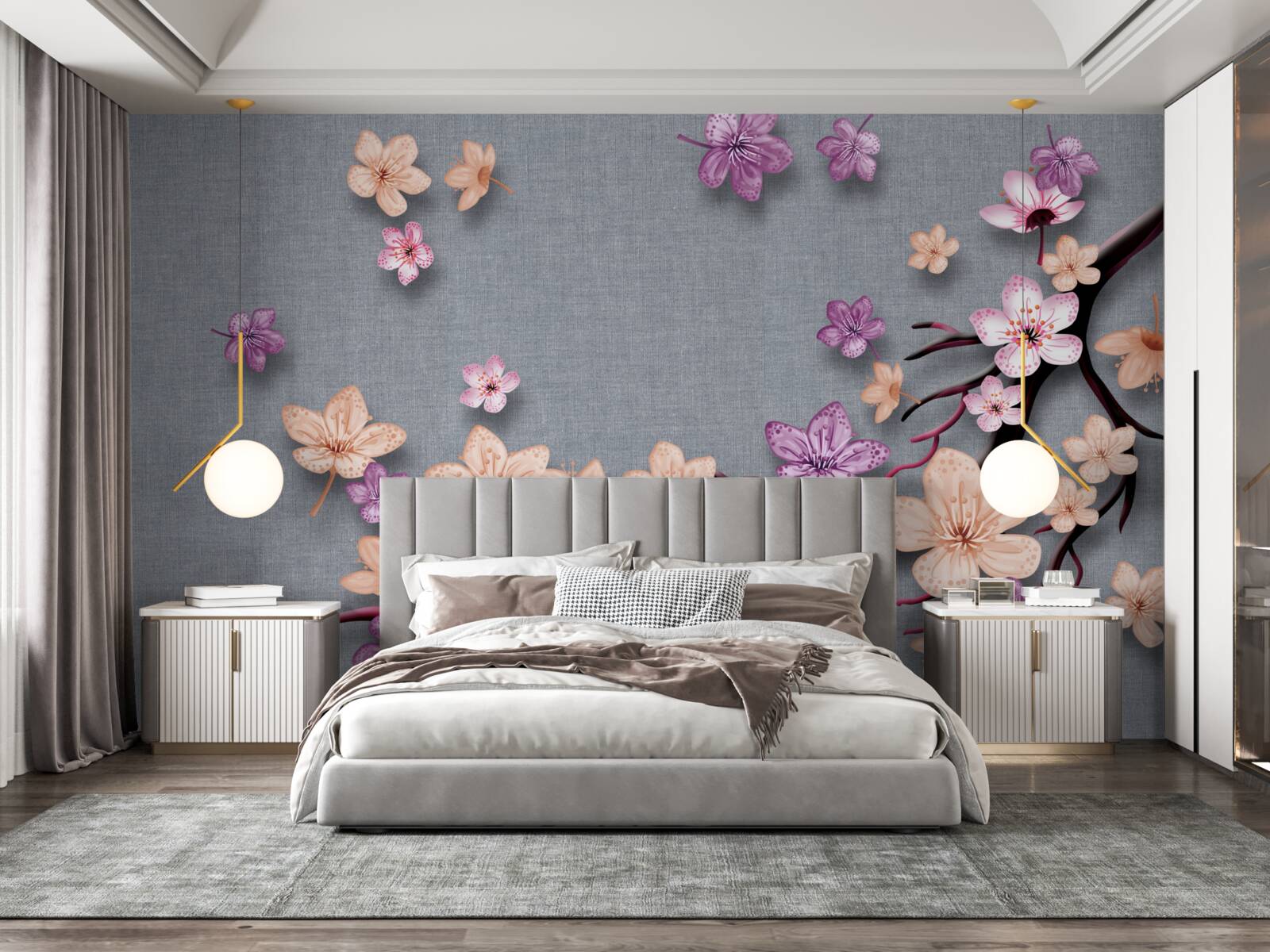 Fototapeta konárik je ozdobený drobnými kvietkami