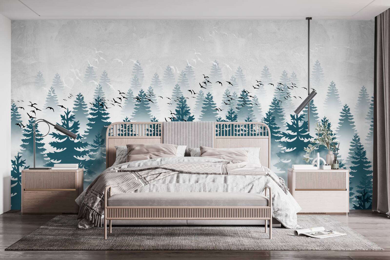 Fototapeta hmlistý závoj zahalil ihličnatý háj