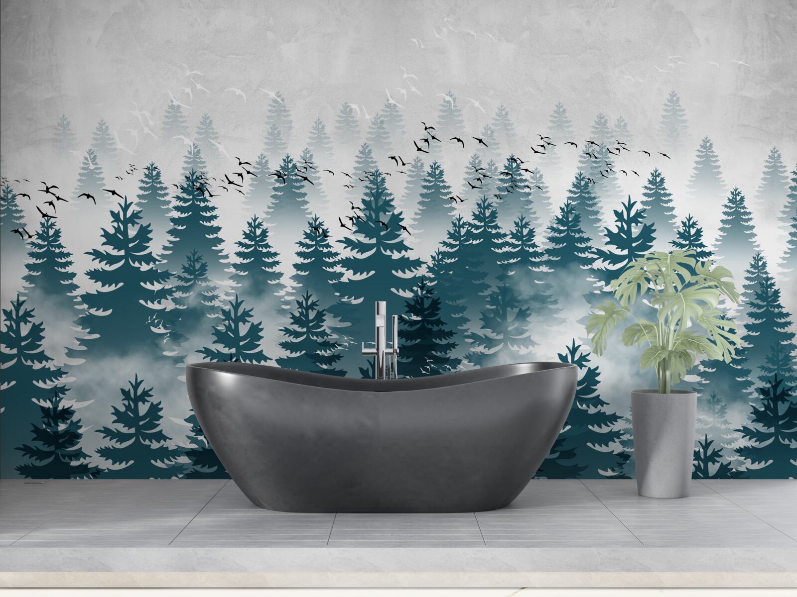 Fototapeta hmlistý závoj zahalil ihličnatý háj