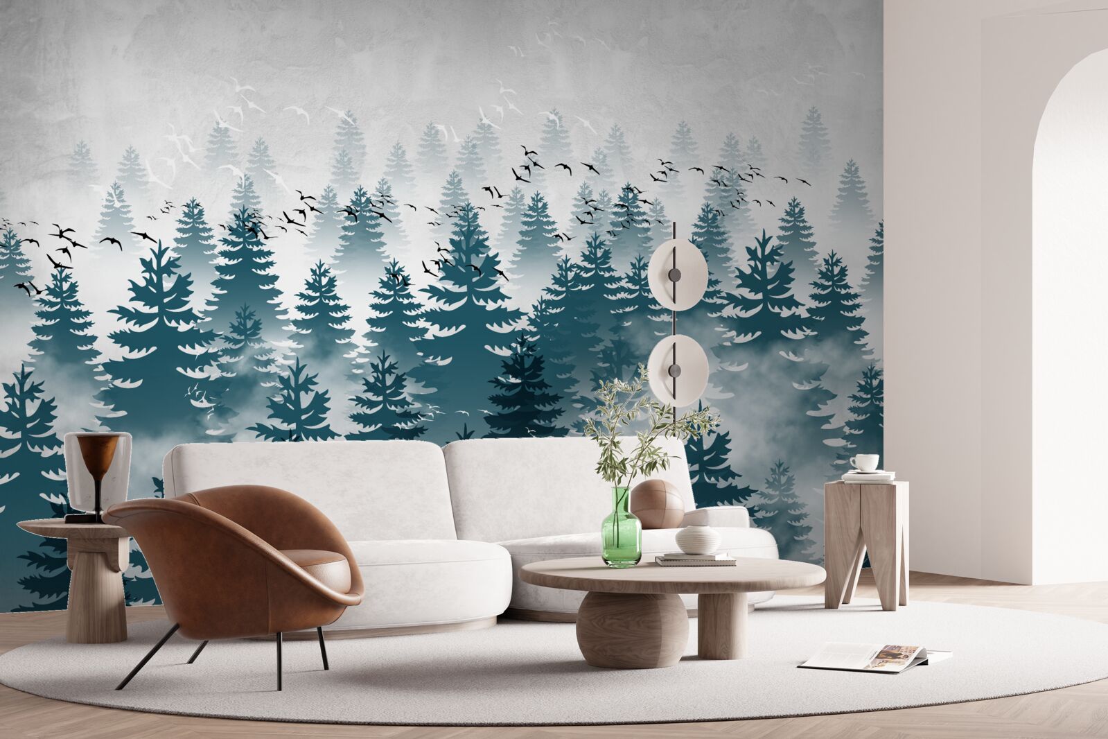 Fototapeta hmlistý závoj zahalil ihličnatý háj