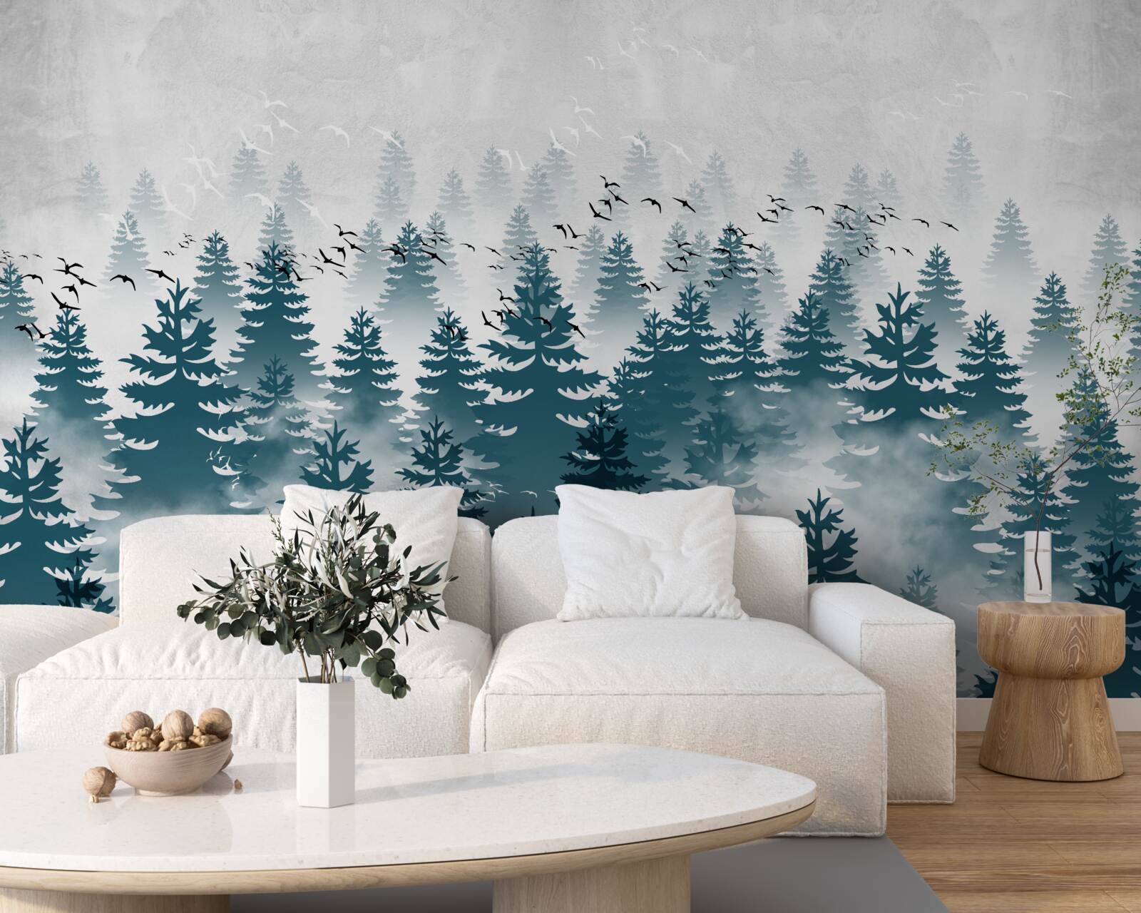 Fototapeta hmlistý závoj zahalil ihličnatý háj