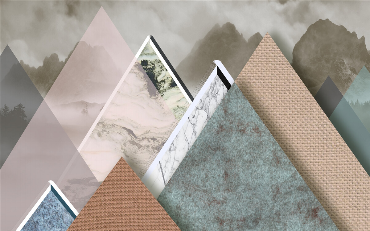 Fototapeta trojuholníky rôznych veľkostí predstavujúce farebné hory