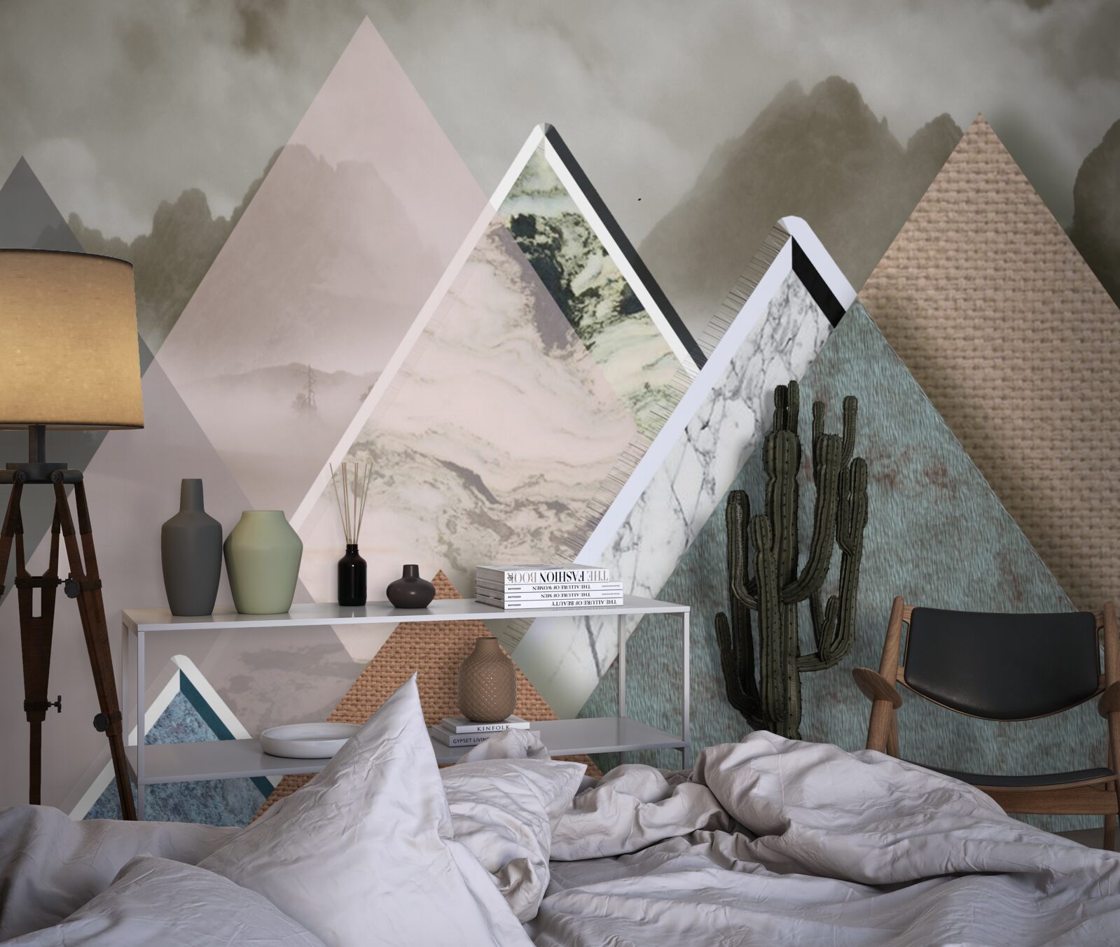 Fototapeta trojuholníky rôznych veľkostí predstavujúce farebné hory