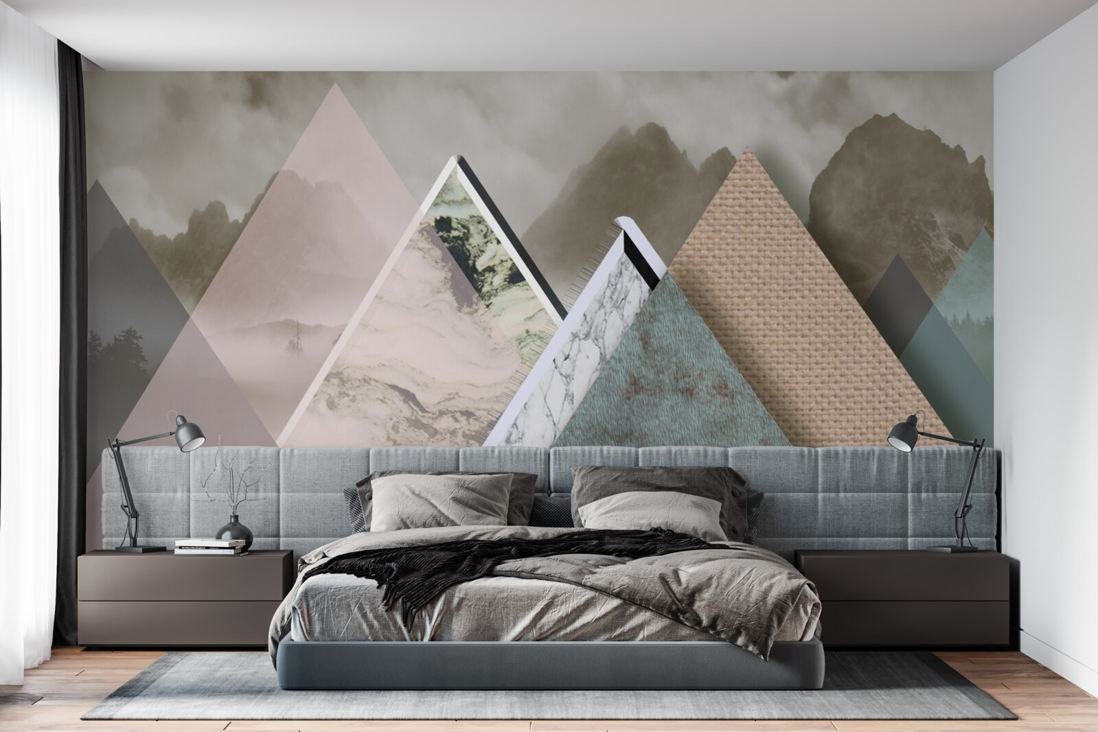 Fototapeta trojuholníky rôznych veľkostí predstavujúce farebné hory