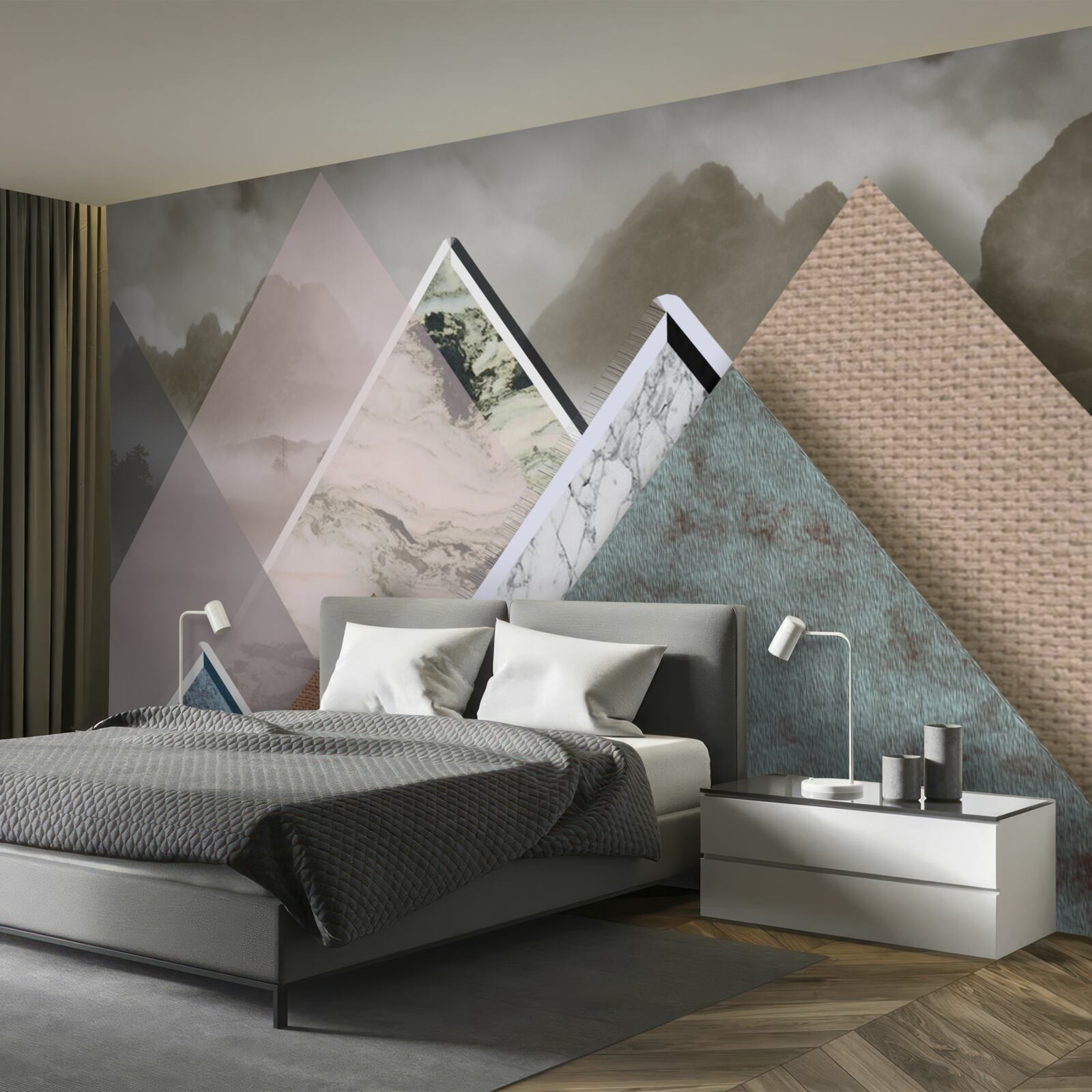 Fototapeta trojuholníky rôznych veľkostí predstavujúce farebné hory