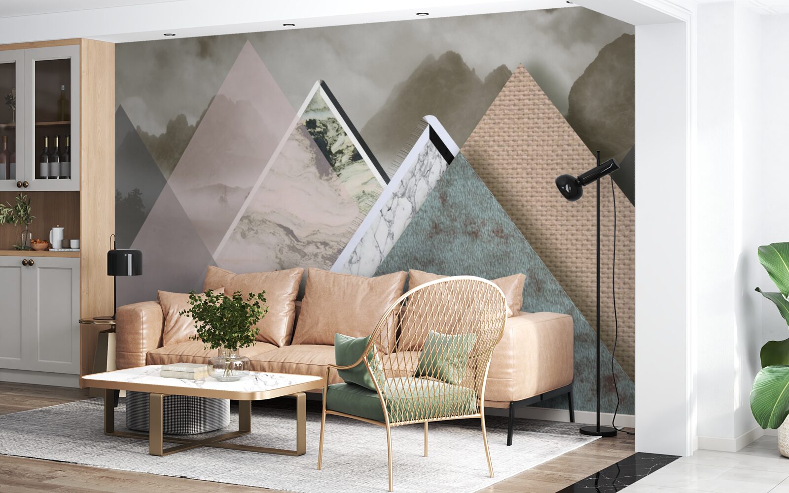 Fototapeta trojuholníky rôznych veľkostí predstavujúce farebné hory