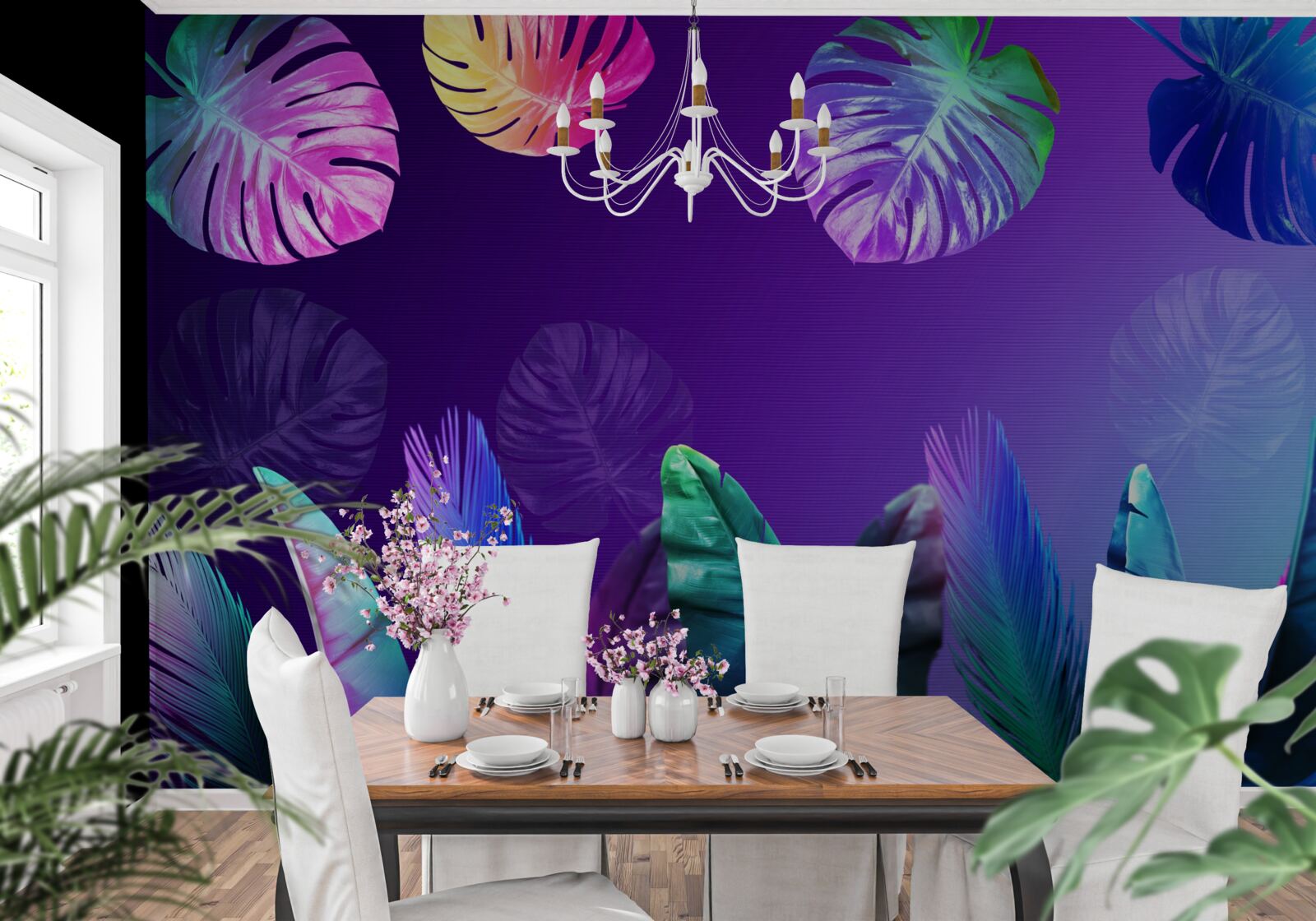 Fototapeta tropické listy v gradientných odtieňoch