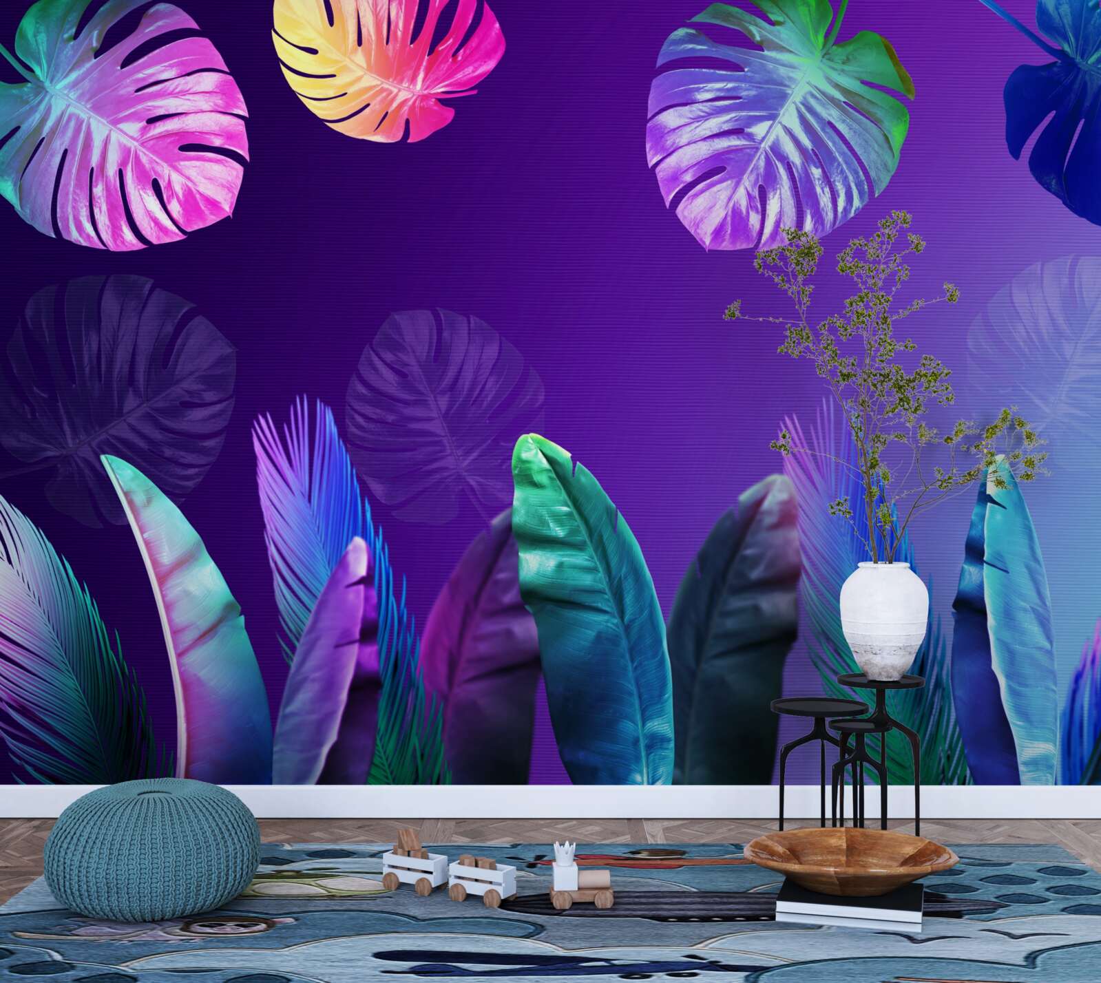 Fototapeta tropické listy v gradientných odtieňoch