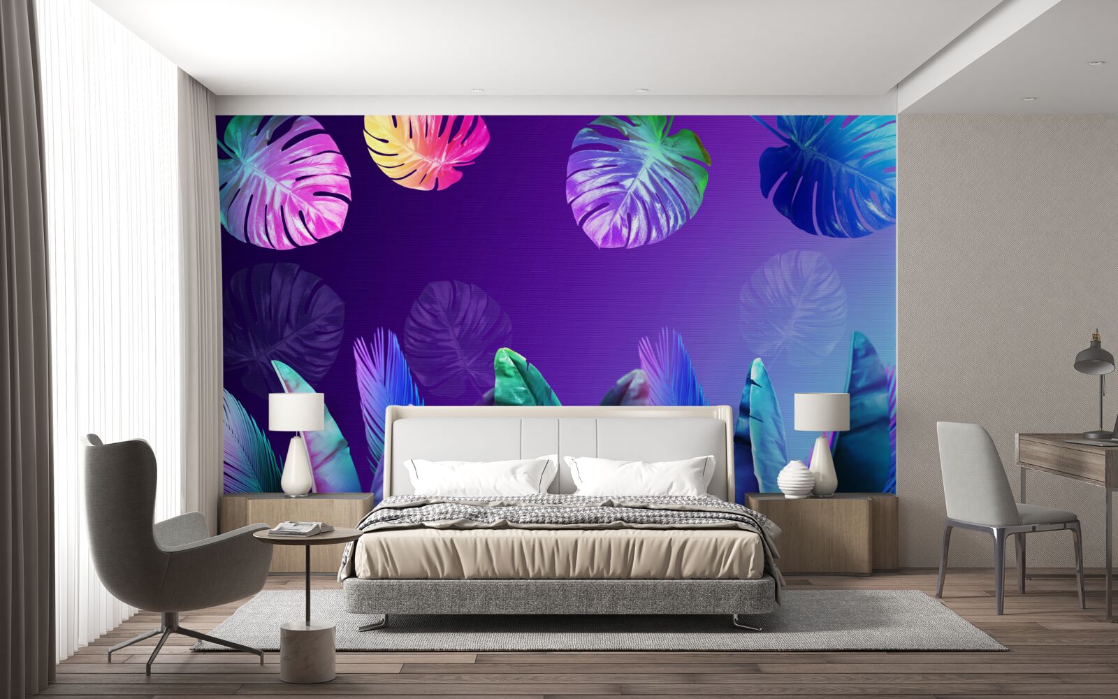 Fototapeta tropické listy v gradientných odtieňoch