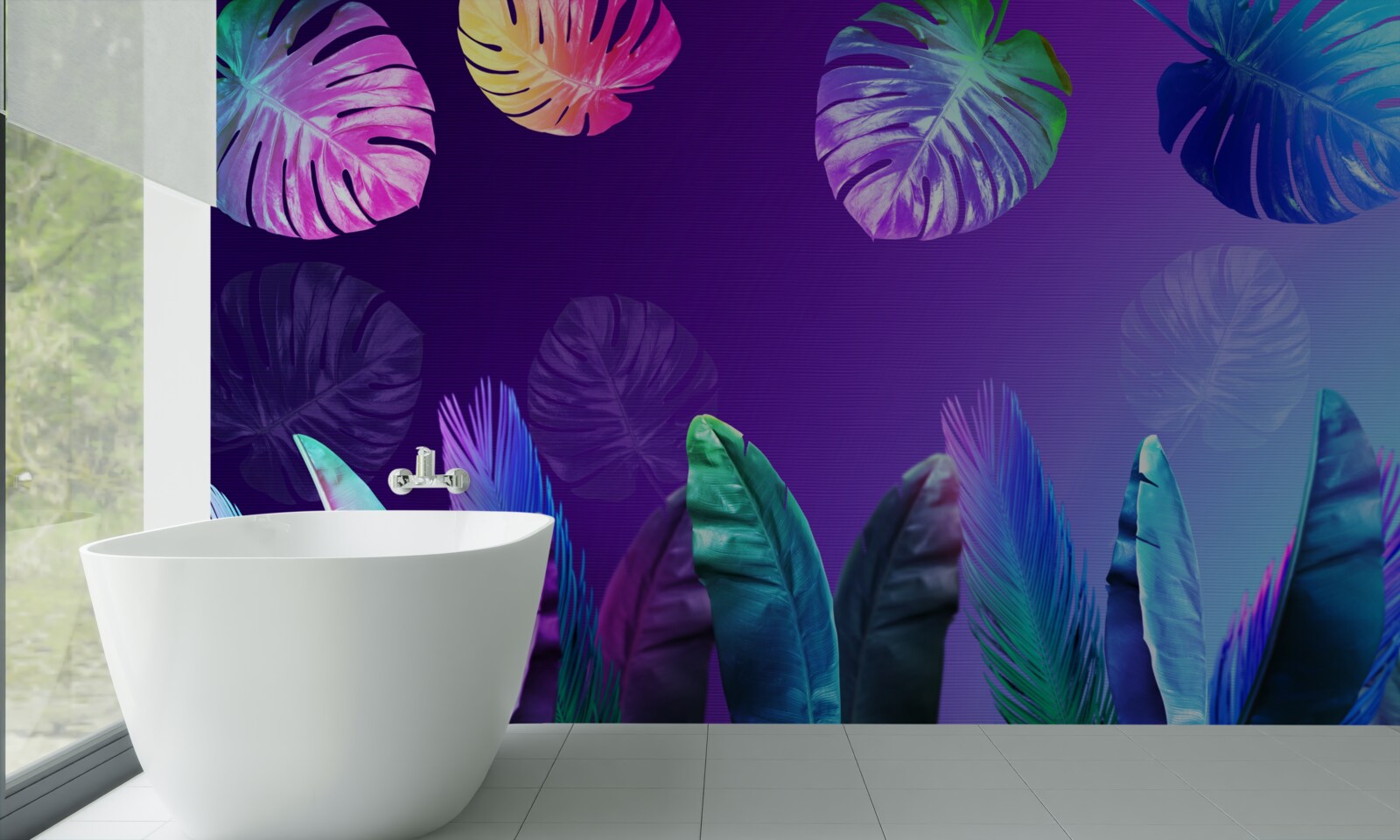 Fototapeta tropické listy v gradientných odtieňoch