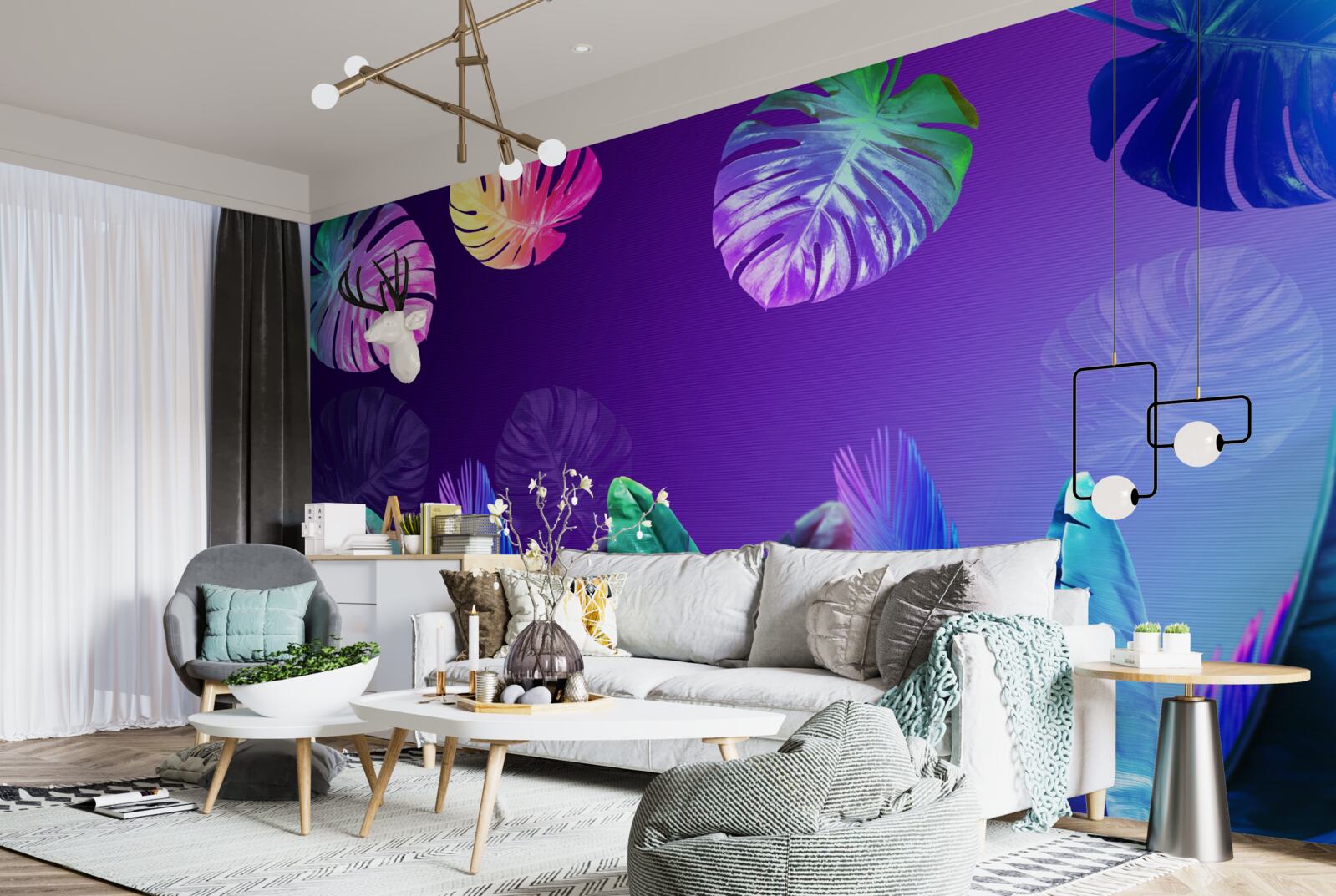 Fototapeta tropické listy v gradientných odtieňoch