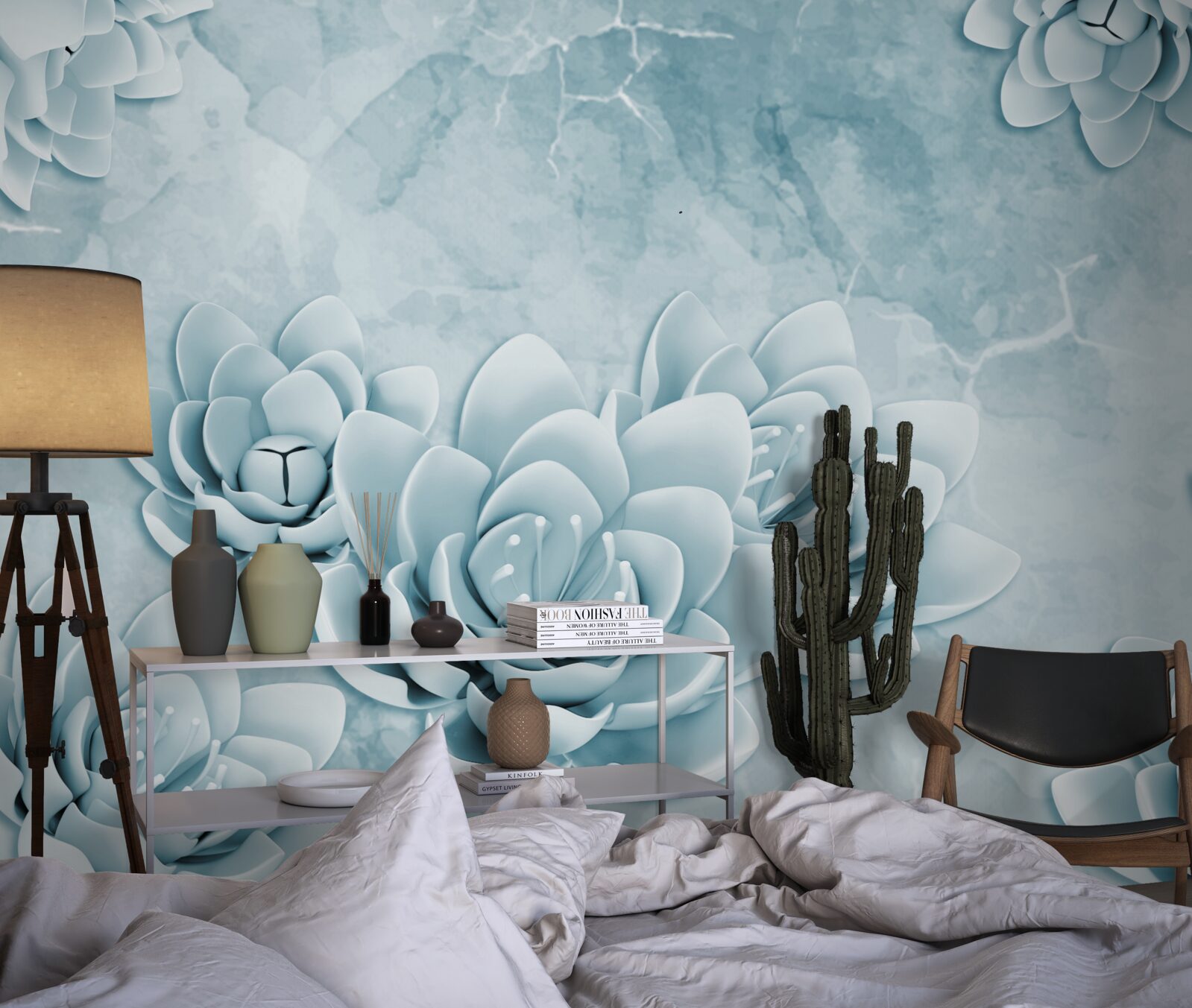 Fototapeta kvety s jemným modrým nádychom