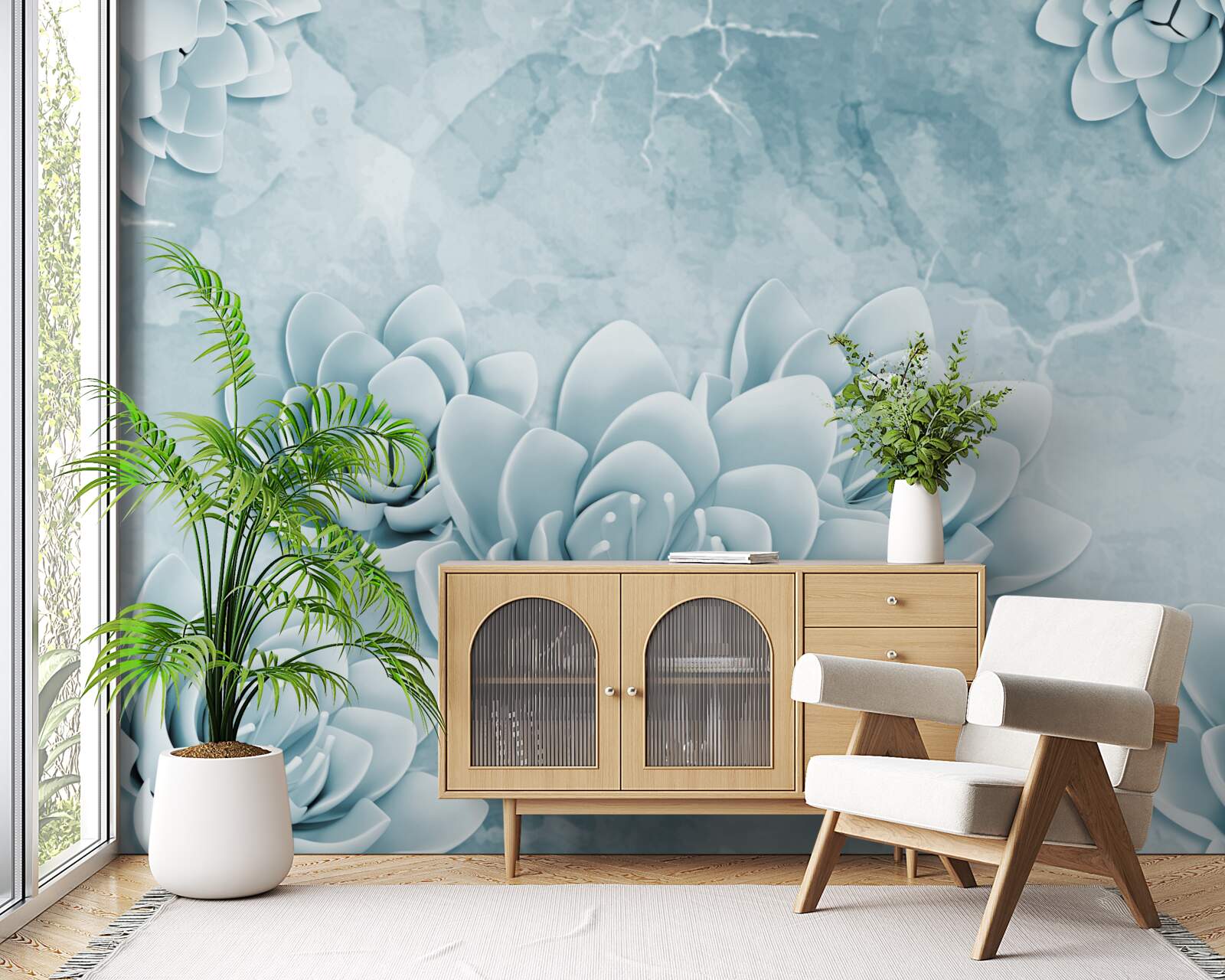 Fototapeta kvety s jemným modrým nádychom