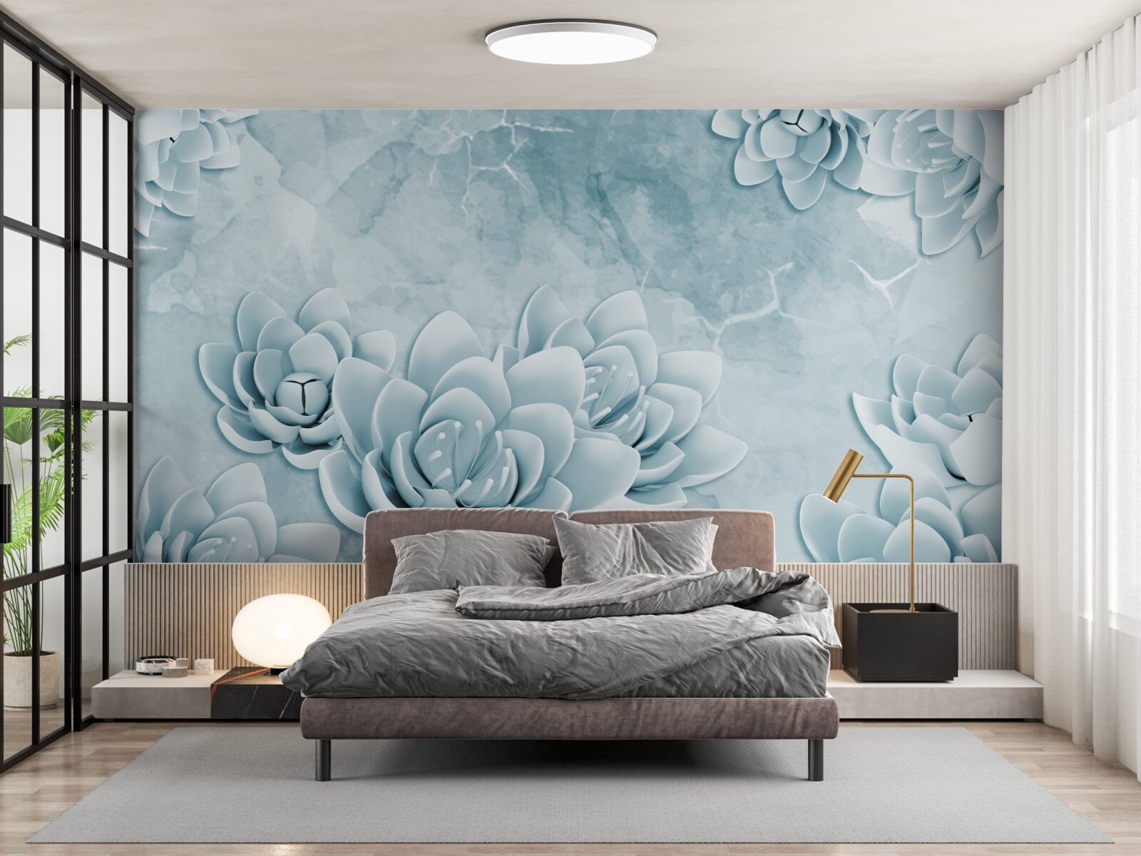 Fototapeta kvety s jemným modrým nádychom