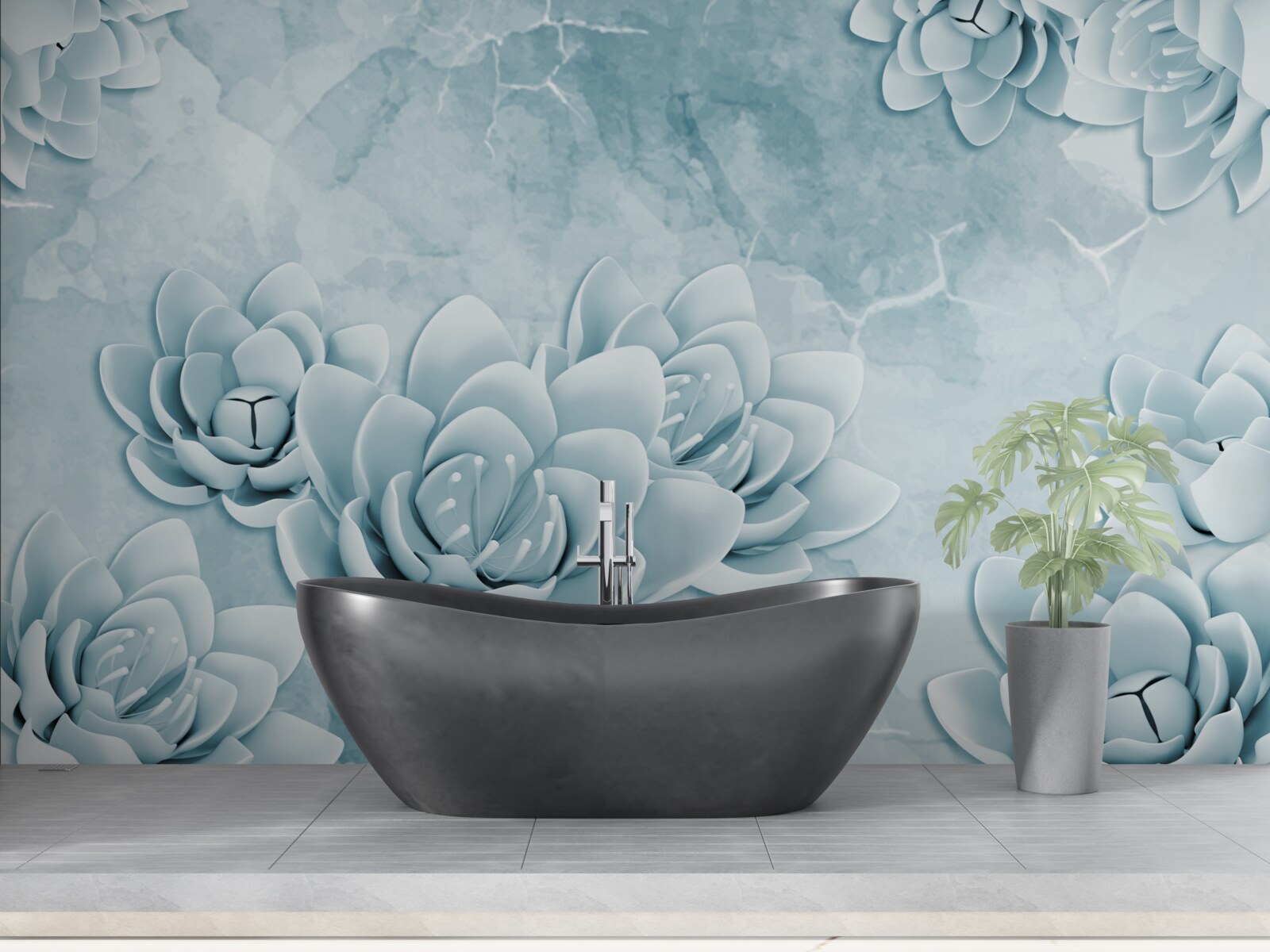 Fototapeta kvety s jemným modrým nádychom