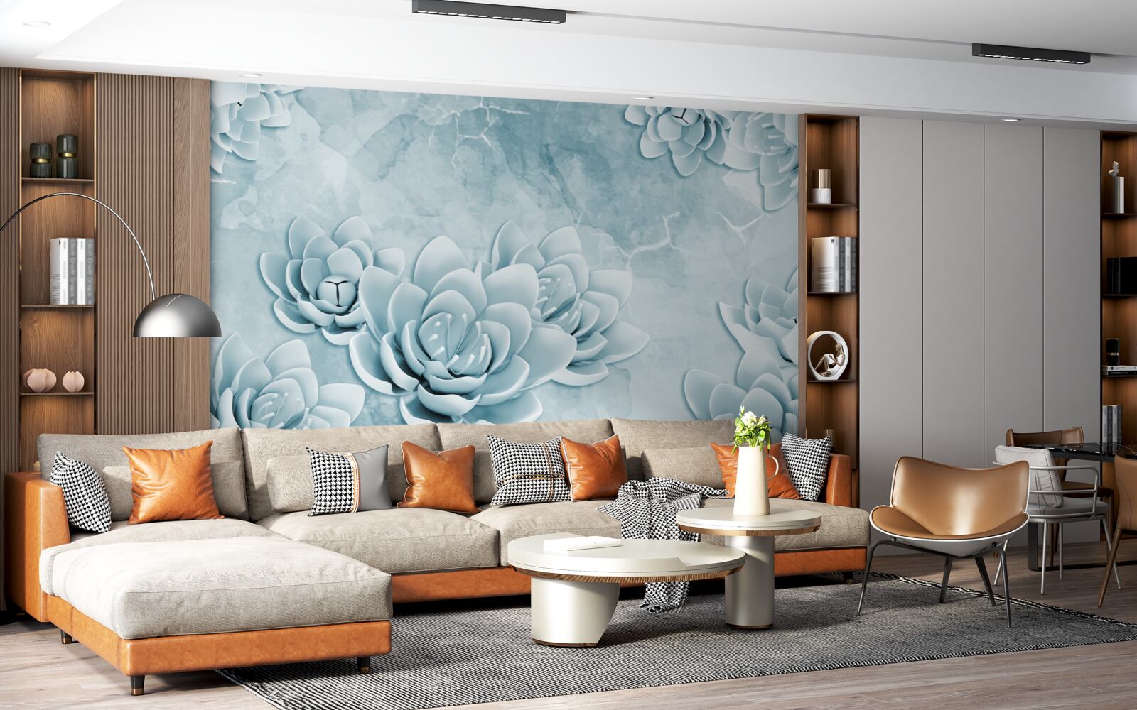 Fototapeta kvety s jemným modrým nádychom