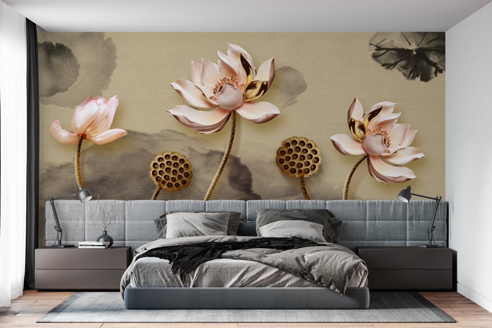 Fototapeta ružové puky kvetov sa hojdajú vo vetre