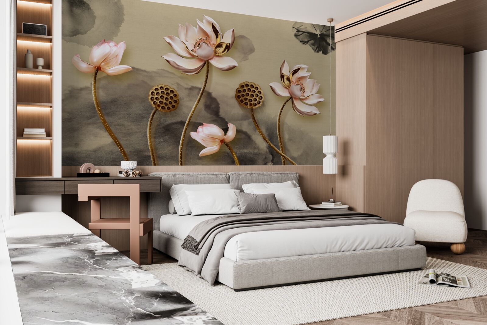 Fototapeta ružové puky kvetov sa hojdajú vo vetre