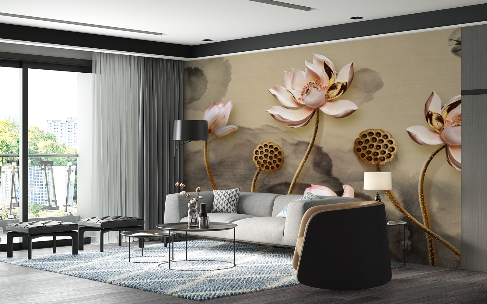 Fototapeta ružové puky kvetov sa hojdajú vo vetre